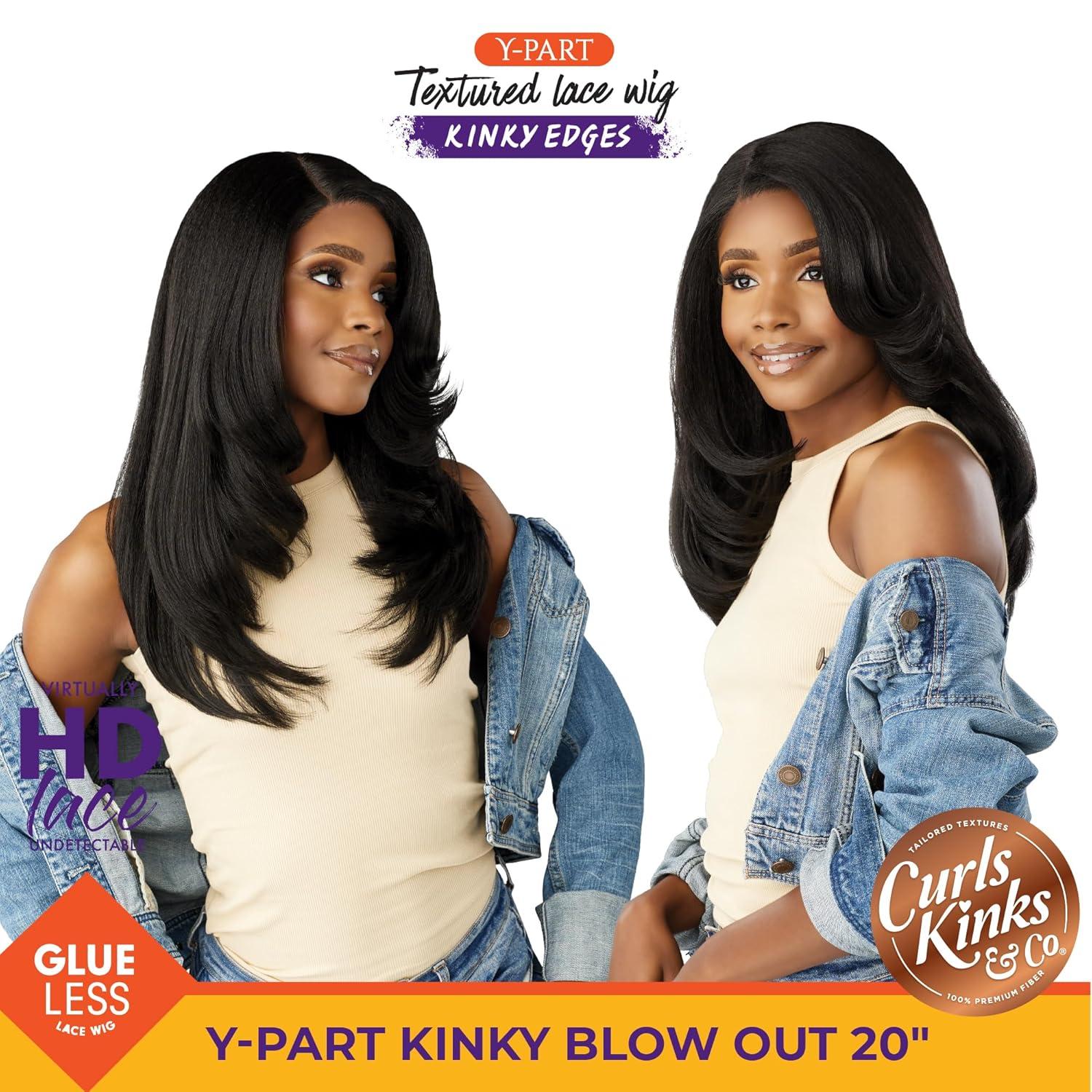 imageSensationnel Curls Kinks and Co Kinkyedges Wig Kinky Blow Out 20 Inch Y Part Lace Natural Kinky Edge textured Hairline for Natural 3B to 4C Hair Textures 1 JETBLACKF1B30