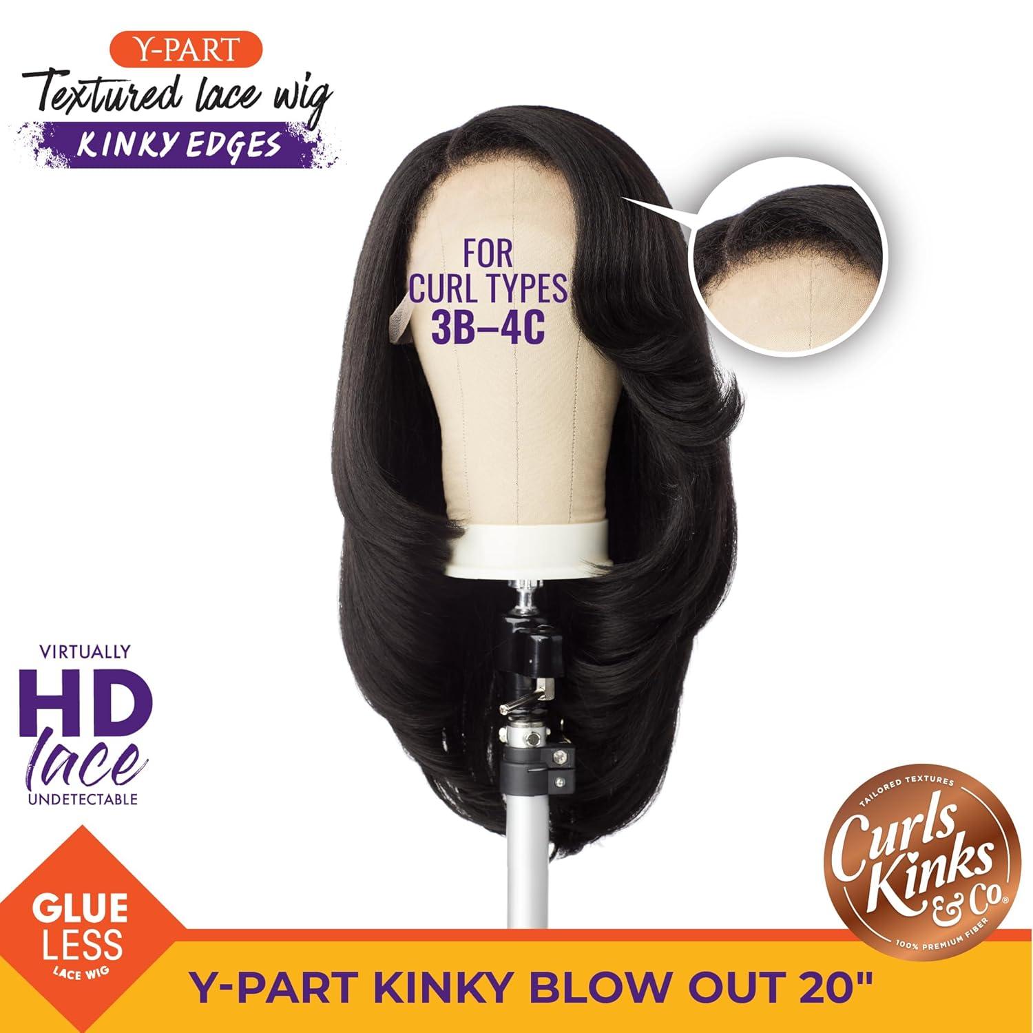 imageSensationnel Curls Kinks and Co Kinkyedges Wig Kinky Blow Out 20 Inch Y Part Lace Natural Kinky Edge textured Hairline for Natural 3B to 4C Hair Textures 1 JETBLACKF1B30