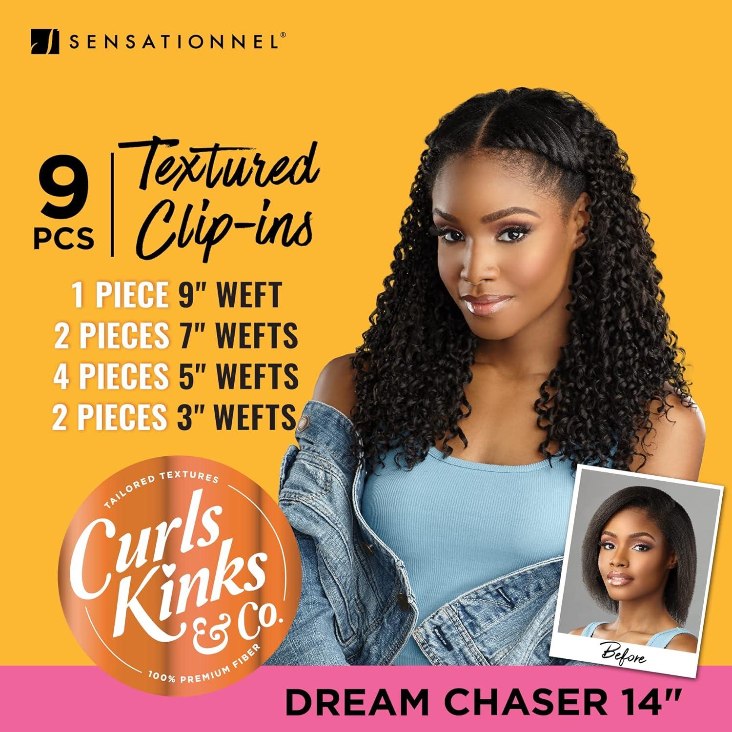 imageSensationnel Curls Kinksandco Clip In Dream Chaser 14 Inch 9 Piece Pack Easy to Use Clips for Natural 3C to 4C Hair 1 JETBLACKT230