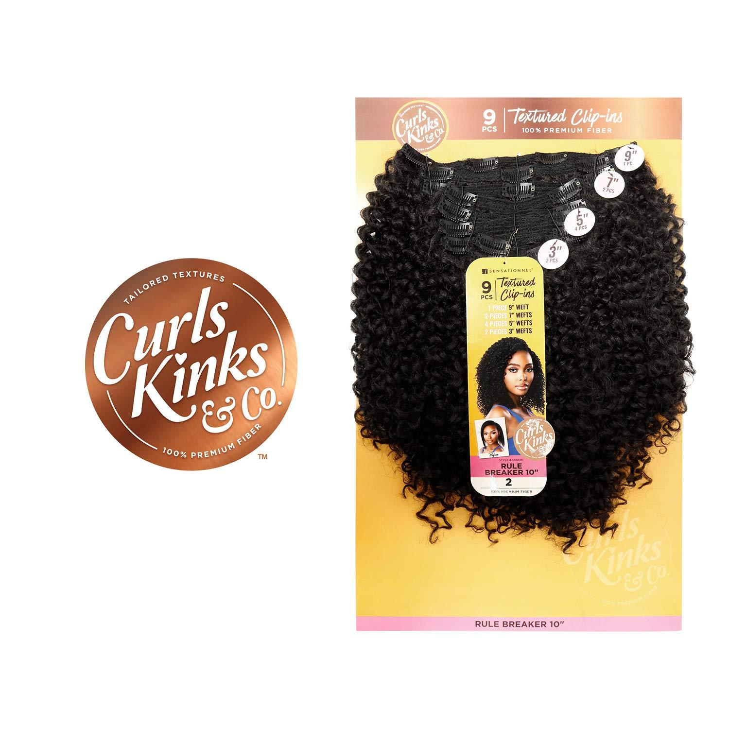 imageSensationnel Curls Kinksandco Clip In Rule Breaker 10 Inch 9 Piece Pack Easy to Use Clips for Natural 3C to 4C Hair 1 JETBLACK2 DARKBROWN