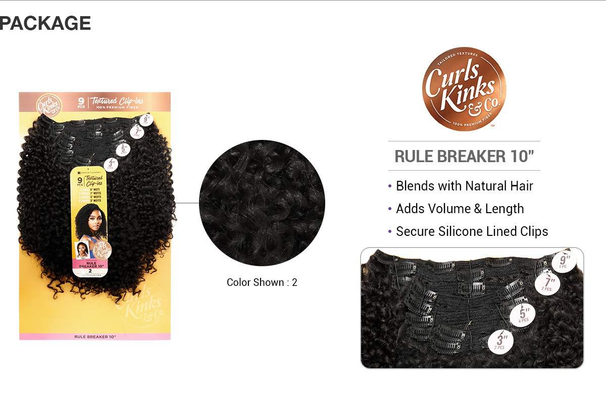 imageSensationnel Curls Kinksandco Clip In Rule Breaker 10 Inch 9 Piece Pack Easy to Use Clips for Natural 3C to 4C Hair 1 JETBLACK2 DARKBROWN
