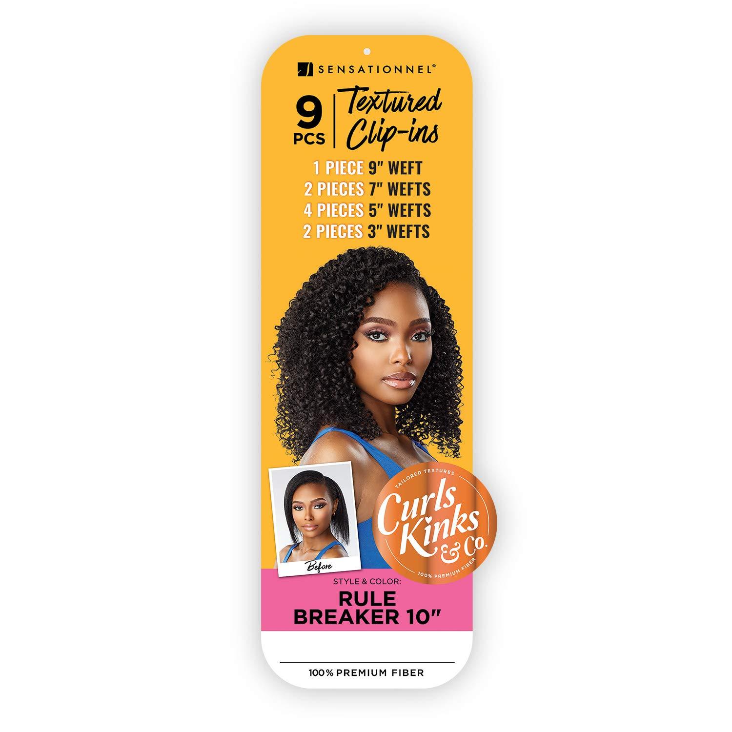 imageSensationnel Curls Kinksandco Clip In Rule Breaker 10 Inch 9 Piece Pack Easy to Use Clips for Natural 3C to 4C Hair 1 JETBLACK2 DARKBROWN