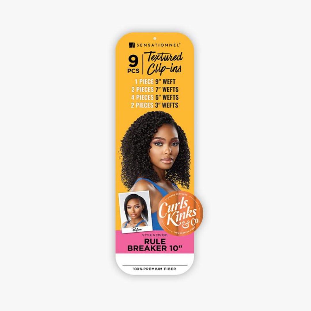 imageSensationnel Curls Kinksandco Clip In Rule Breaker 10 Inch 9 Piece Pack Easy to Use Clips for Natural 3C to 4C Hair 1 JETBLACK4 MEDIUM BROWN