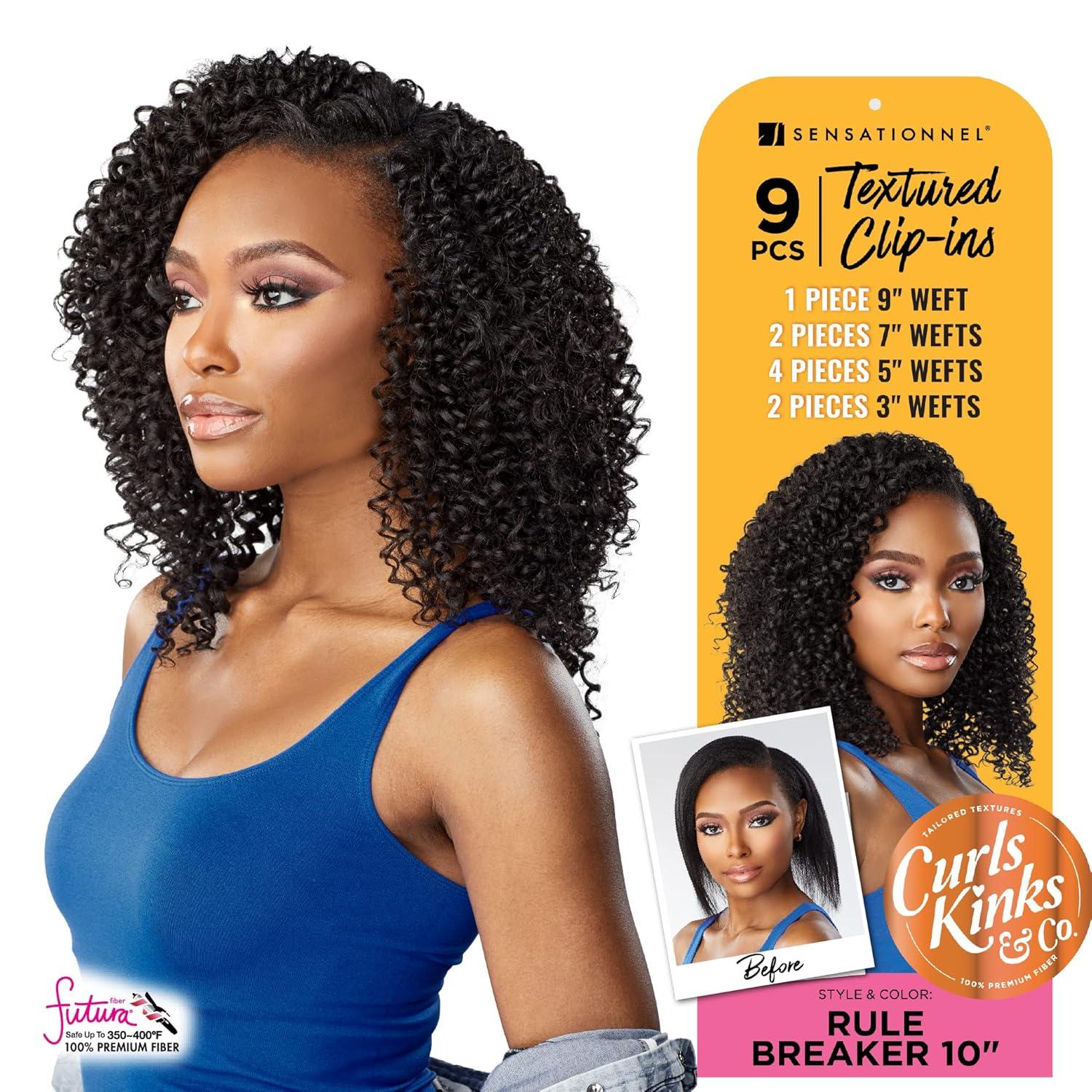 imageSensationnel Curls Kinksandco Clip In Rule Breaker 10 Inch 9 Piece Pack Easy to Use Clips for Natural 3C to 4C Hair 1 JETBLACKTH227