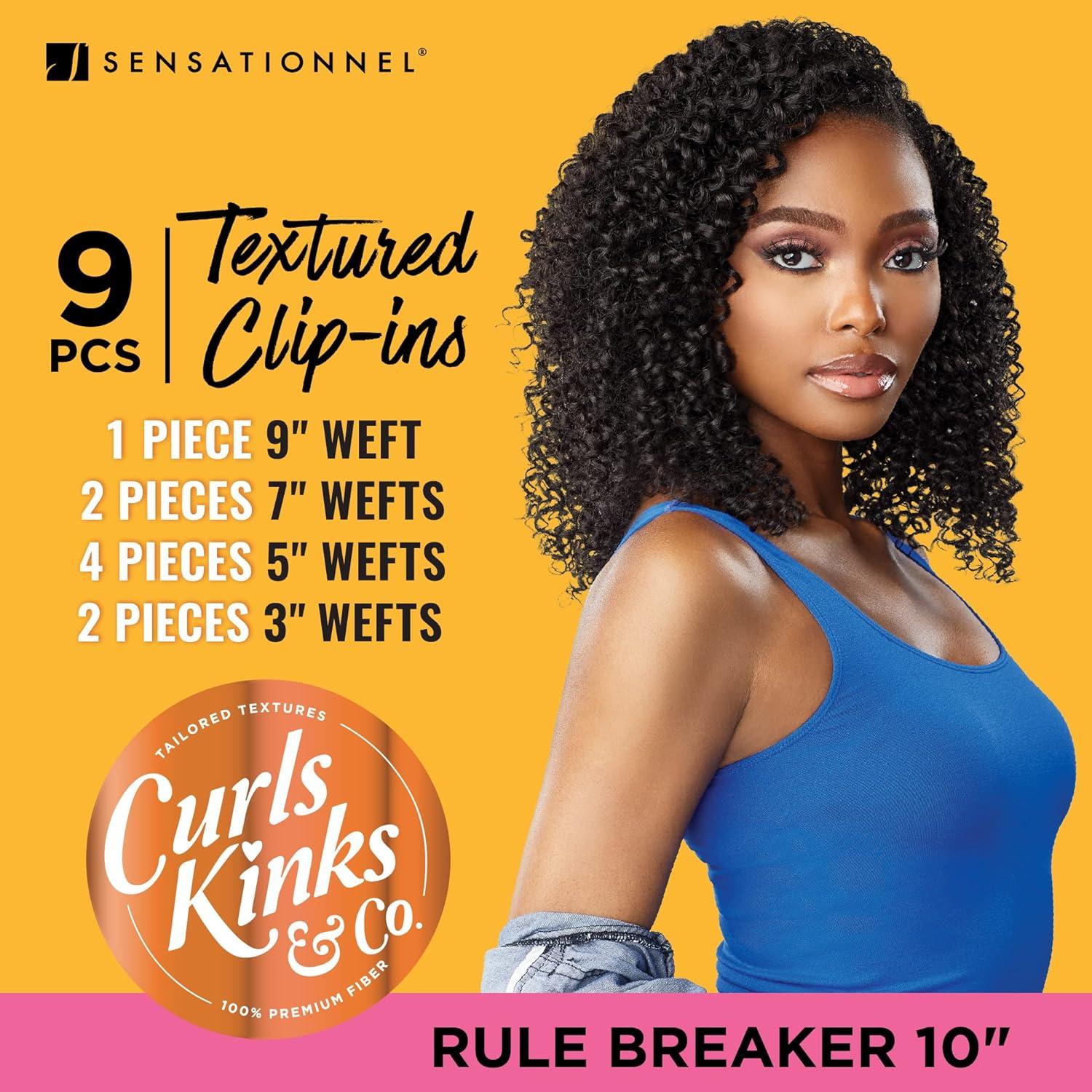 imageSensationnel Curls Kinksandco Clip In Rule Breaker 10 Inch 9 Piece Pack Easy to Use Clips for Natural 3C to 4C Hair 1 JETBLACKTH227