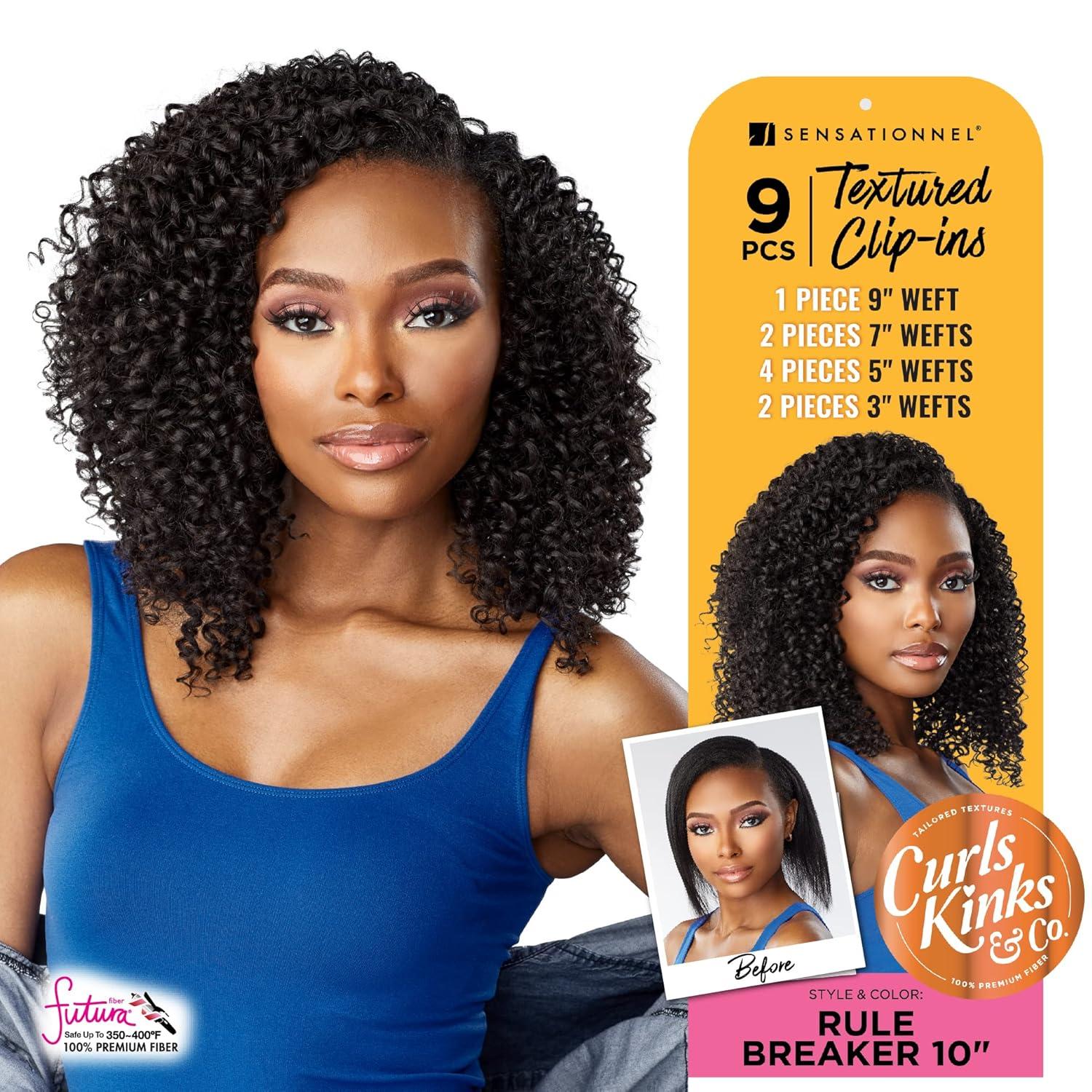 imageSensationnel Curls Kinksandco Clip In Rule Breaker 10 Inch 9 Piece Pack Easy to Use Clips for Natural 3C to 4C Hair 1 JETBLACKTH230