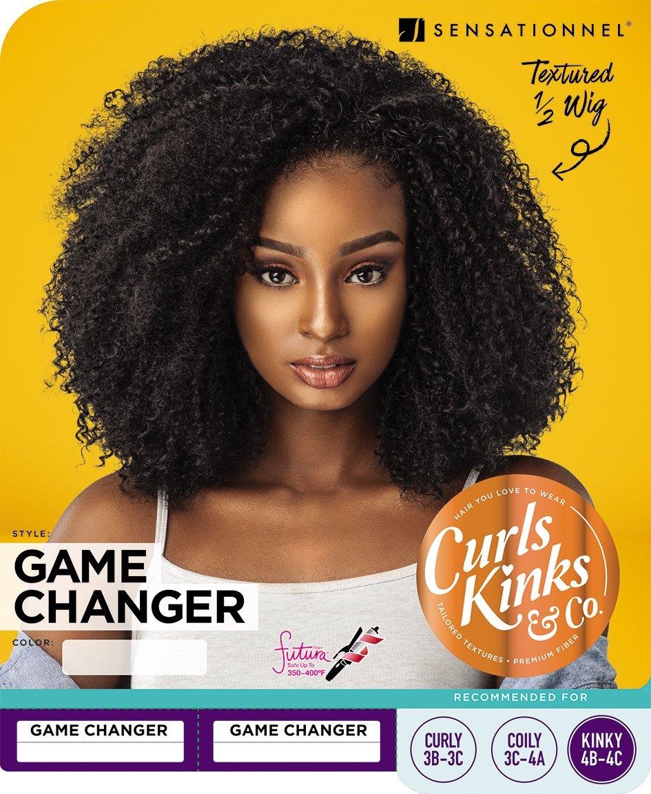 imageSensationnel Curls Kinksandco Half Wig Game Changer Synthetic Instant Weave Updo Full Cap for Natural 3C to 4C Hair Textures 1 JETBLACK1B OFFBLACK