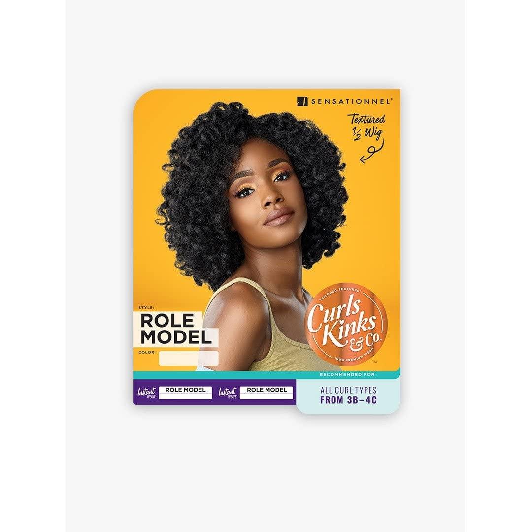 imageSensationnel Curls Kinksandco Half Wig Role Model Synthetic Instant Weave Updo Full Cap for Natural 3C to 4C Hair Textures 1 JETBLACK1B OFFBLACK