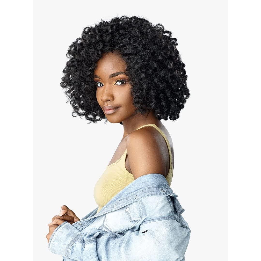 imageSensationnel Curls Kinksandco Half Wig Role Model Synthetic Instant Weave Updo Full Cap for Natural 3C to 4C Hair Textures 1 JETBLACK1B OFFBLACK