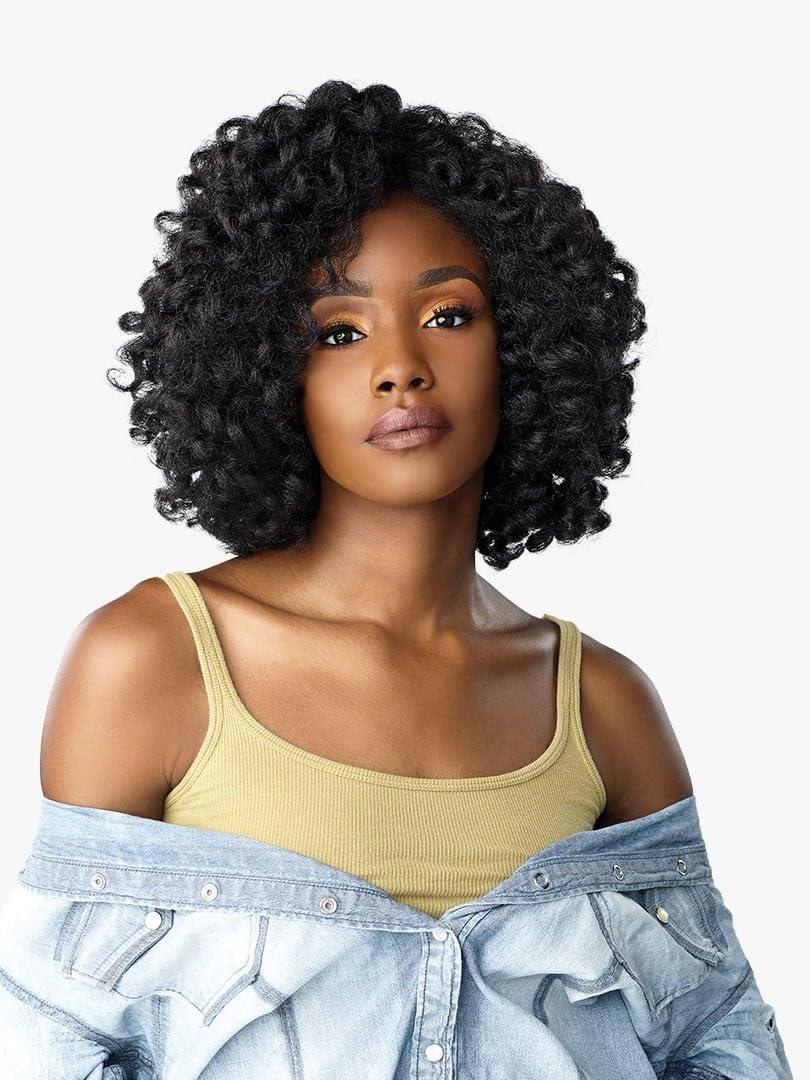 imageSensationnel Curls Kinksandco Half Wig Role Model Synthetic Instant Weave Updo Full Cap for Natural 3C to 4C Hair Textures 1 JETBLACK2 DARKBROWN
