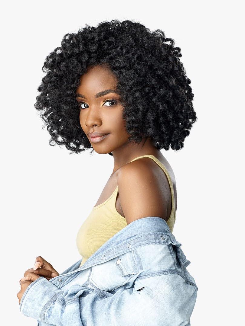 imageSensationnel Curls Kinksandco Half Wig Role Model Synthetic Instant Weave Updo Full Cap for Natural 3C to 4C Hair Textures 1 JETBLACK2 DARKBROWN
