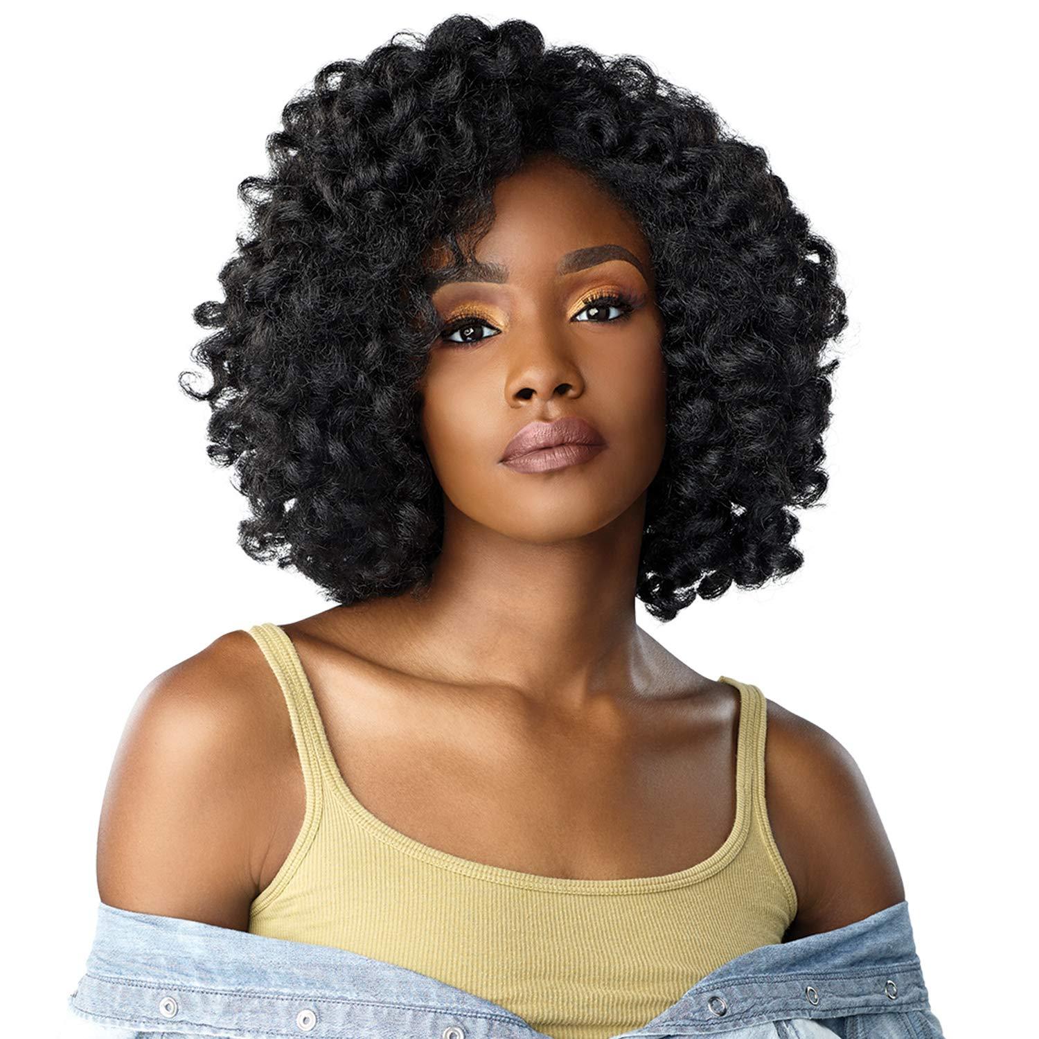 imageSensationnel Curls Kinksandco Half Wig Role Model Synthetic Instant Weave Updo Full Cap for Natural 3C to 4C Hair Textures 1 JETBLACKF1B30