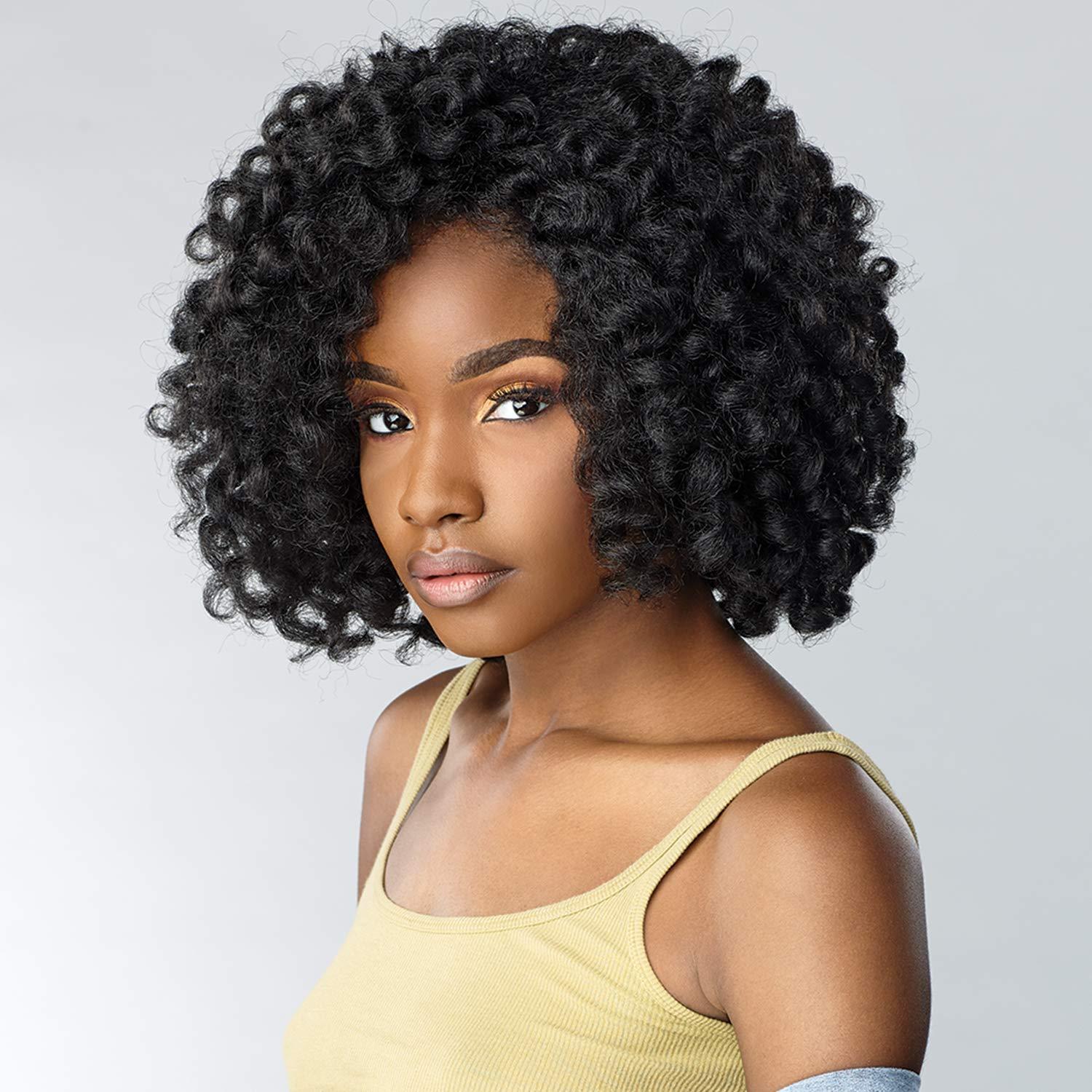 imageSensationnel Curls Kinksandco Half Wig Role Model Synthetic Instant Weave Updo Full Cap for Natural 3C to 4C Hair Textures 1 JETBLACKF1B30