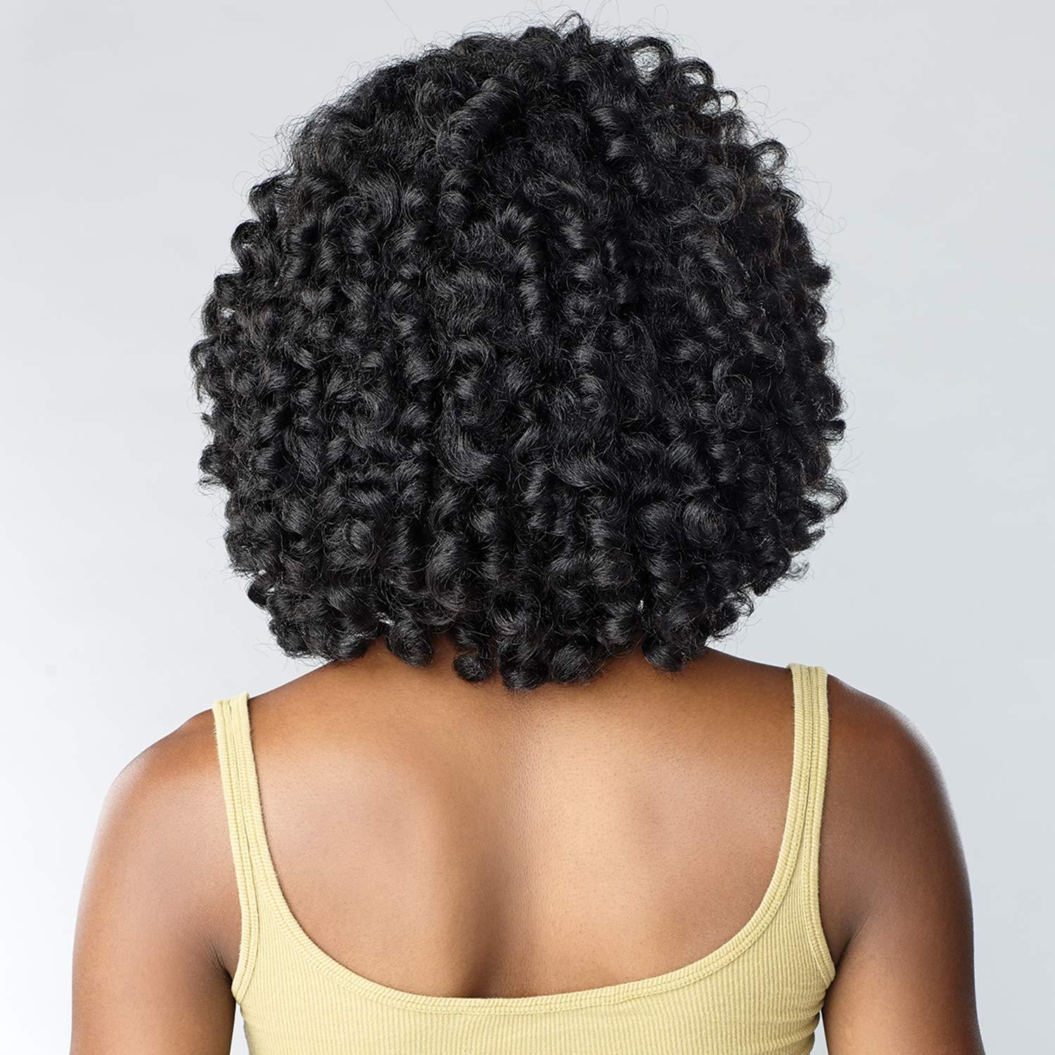 imageSensationnel Curls Kinksandco Half Wig Role Model Synthetic Instant Weave Updo Full Cap for Natural 3C to 4C Hair Textures 1 JETBLACKF1B30
