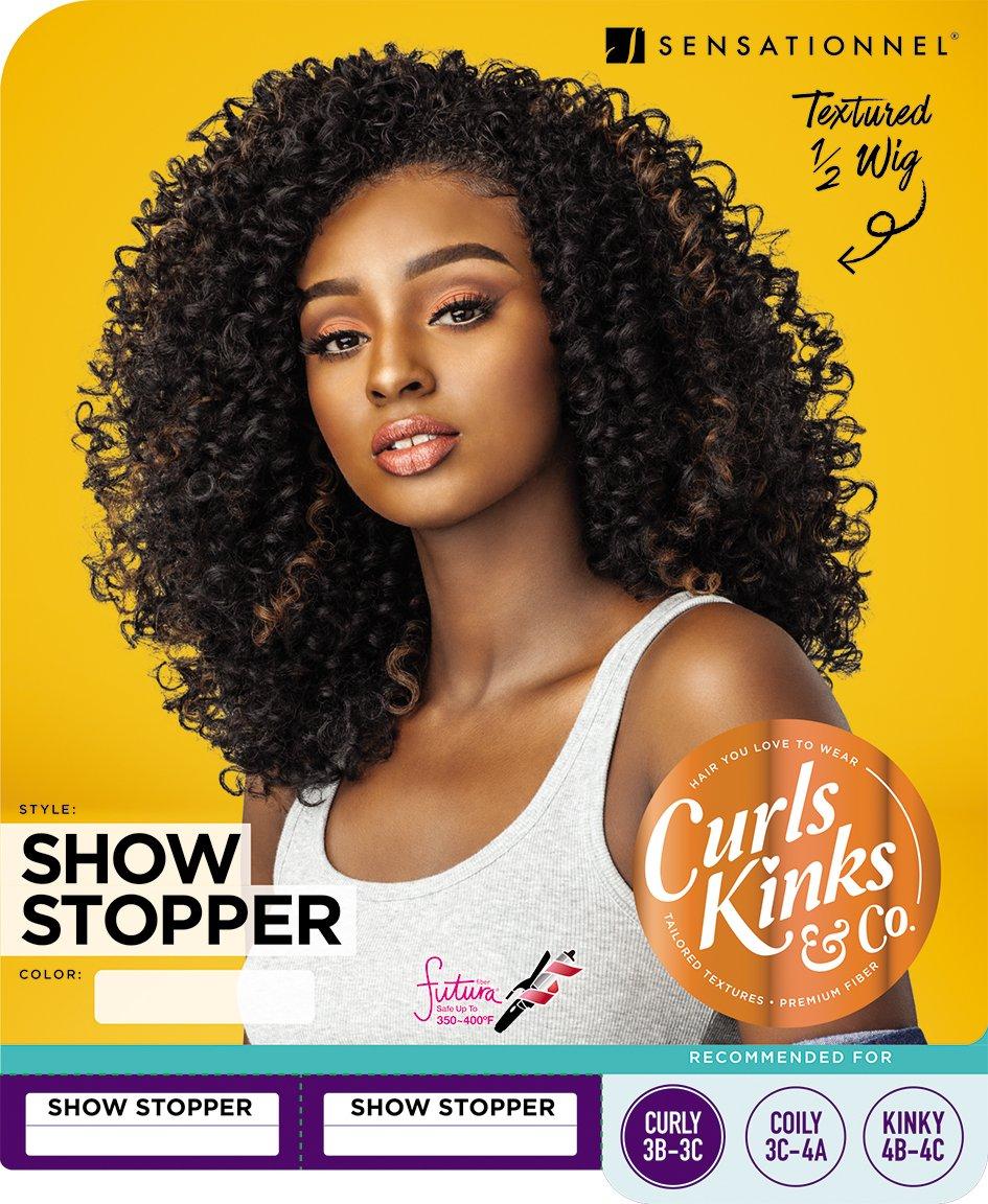 imageSensationnel Curls Kinksandco Half Wig The Show Stopper Instant Weave Drawstring Cap for Natural 3C to 4C Hair Textures 1 JETBLACK1 JETBLACK