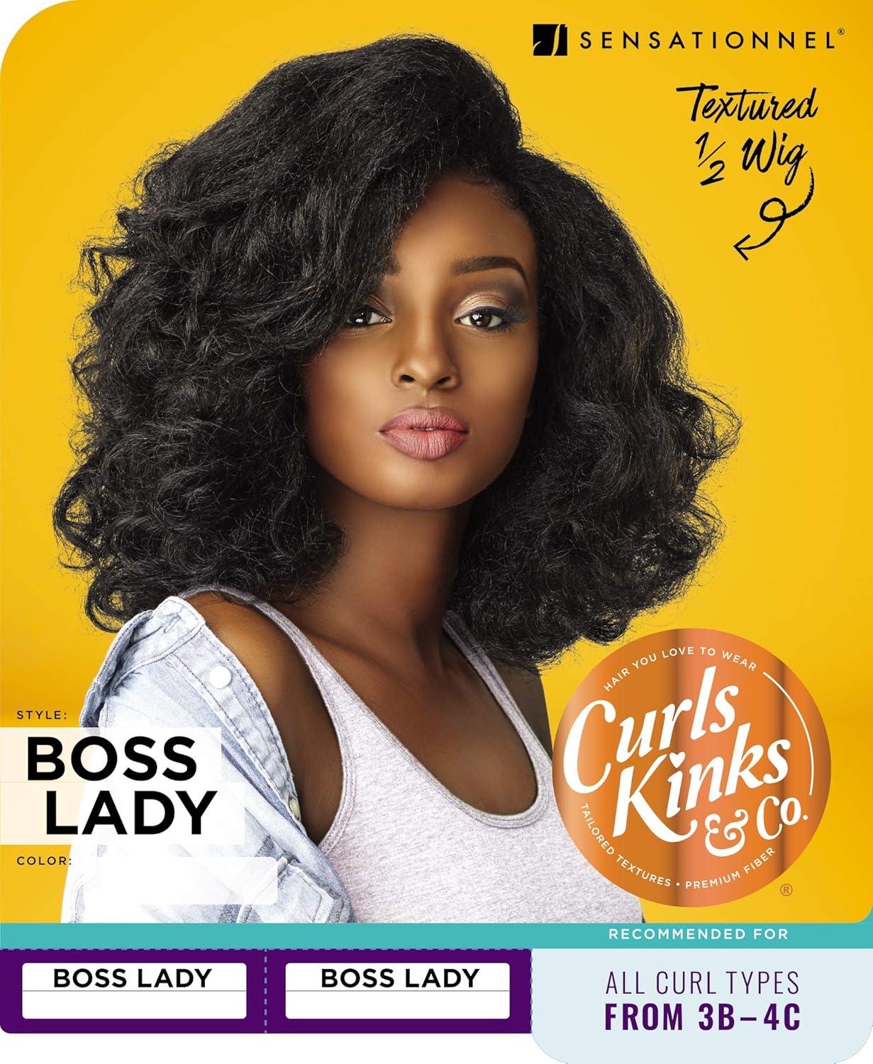 imageSensationnel Curls Kinksandco Half Wig Top Lady Instant Weave Drawstring Cap for Natural 3C to 4C Hair Textures 1 JETBLACK2 DARKBROWN