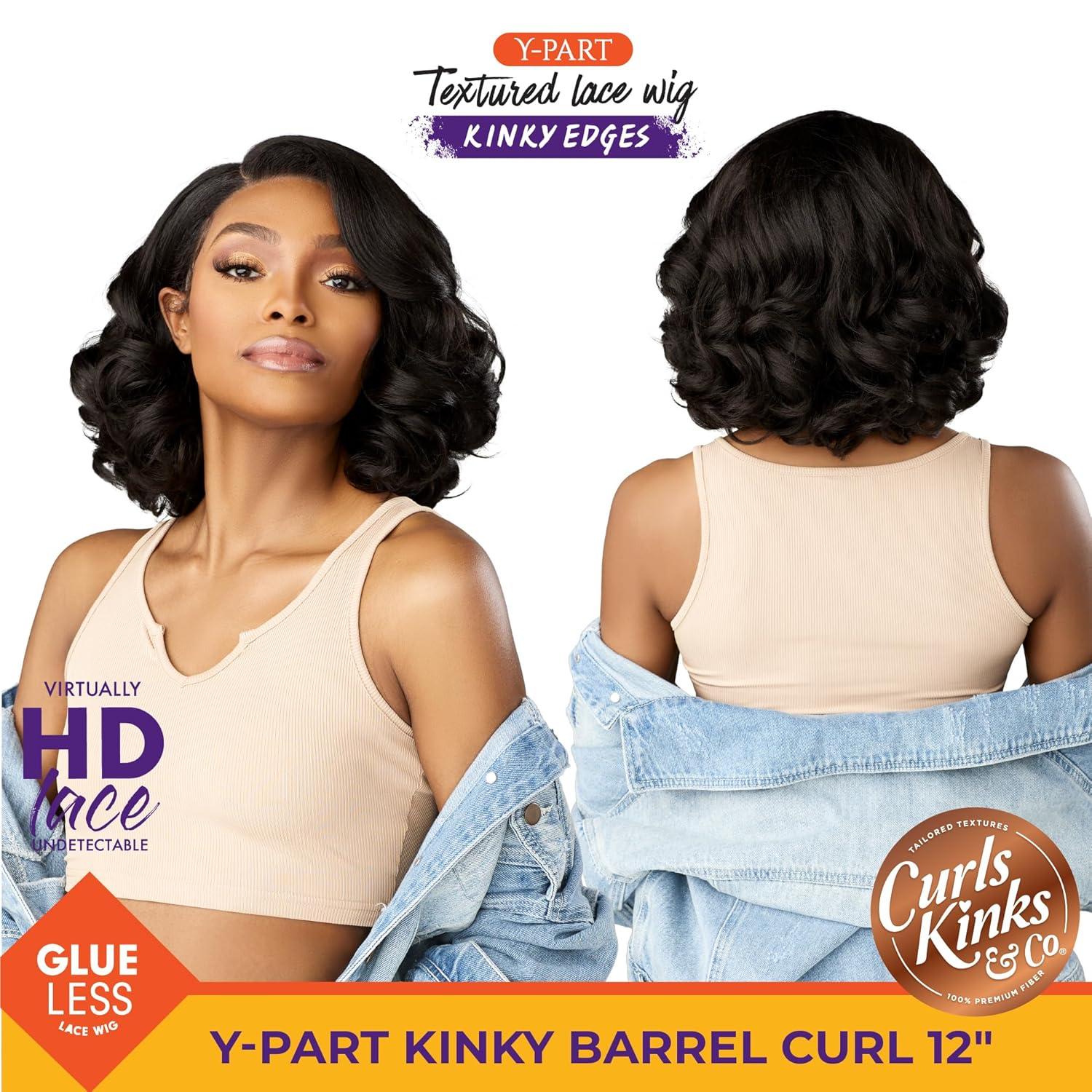 imageSensationnel Curls Kinksandco Kinkyedges Wig Kinky Barrel Curl 12 Inch Y Part Lace Natural Kinkytexture Edged Hairline for Natural 3C to 4C Hair Textures 1 JETBLACK1B OFFBLACK