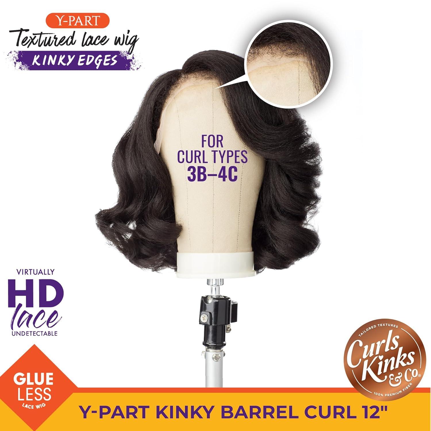 imageSensationnel Curls Kinksandco Kinkyedges Wig Kinky Barrel Curl 12 Inch Y Part Lace Natural Kinkytexture Edged Hairline for Natural 3C to 4C Hair Textures 1 JETBLACK1B OFFBLACK