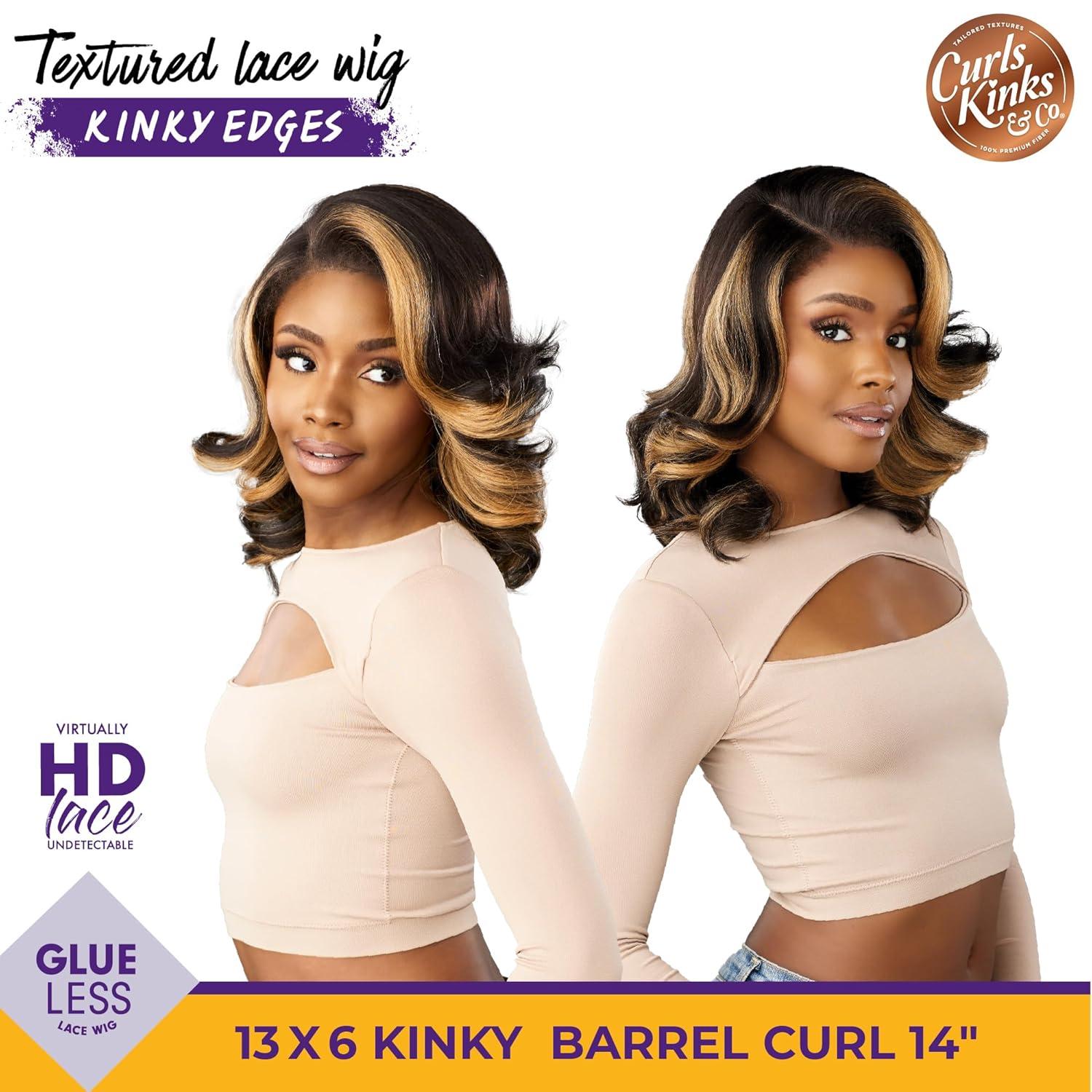 imageSensationnel Curls Kinksandco Kinkyedges Wig Kinky Barrel Curl 14 Inch 13X6 Lace Frontal Natural Kinkytexture Edged Hairline for Natural 3C to 4C Hair Textures 1 JETBLACKHL3451