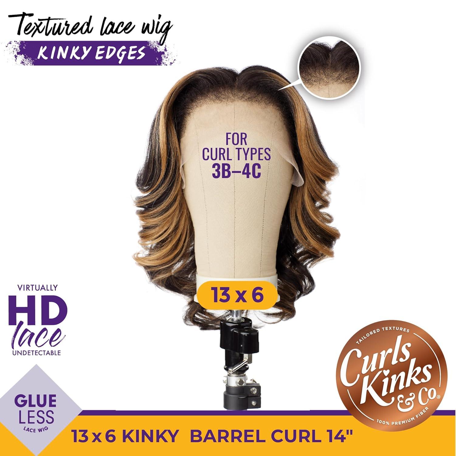 imageSensationnel Curls Kinksandco Kinkyedges Wig Kinky Barrel Curl 14 Inch 13X6 Lace Frontal Natural Kinkytexture Edged Hairline for Natural 3C to 4C Hair Textures 1 JETBLACK2 DARKBROWN