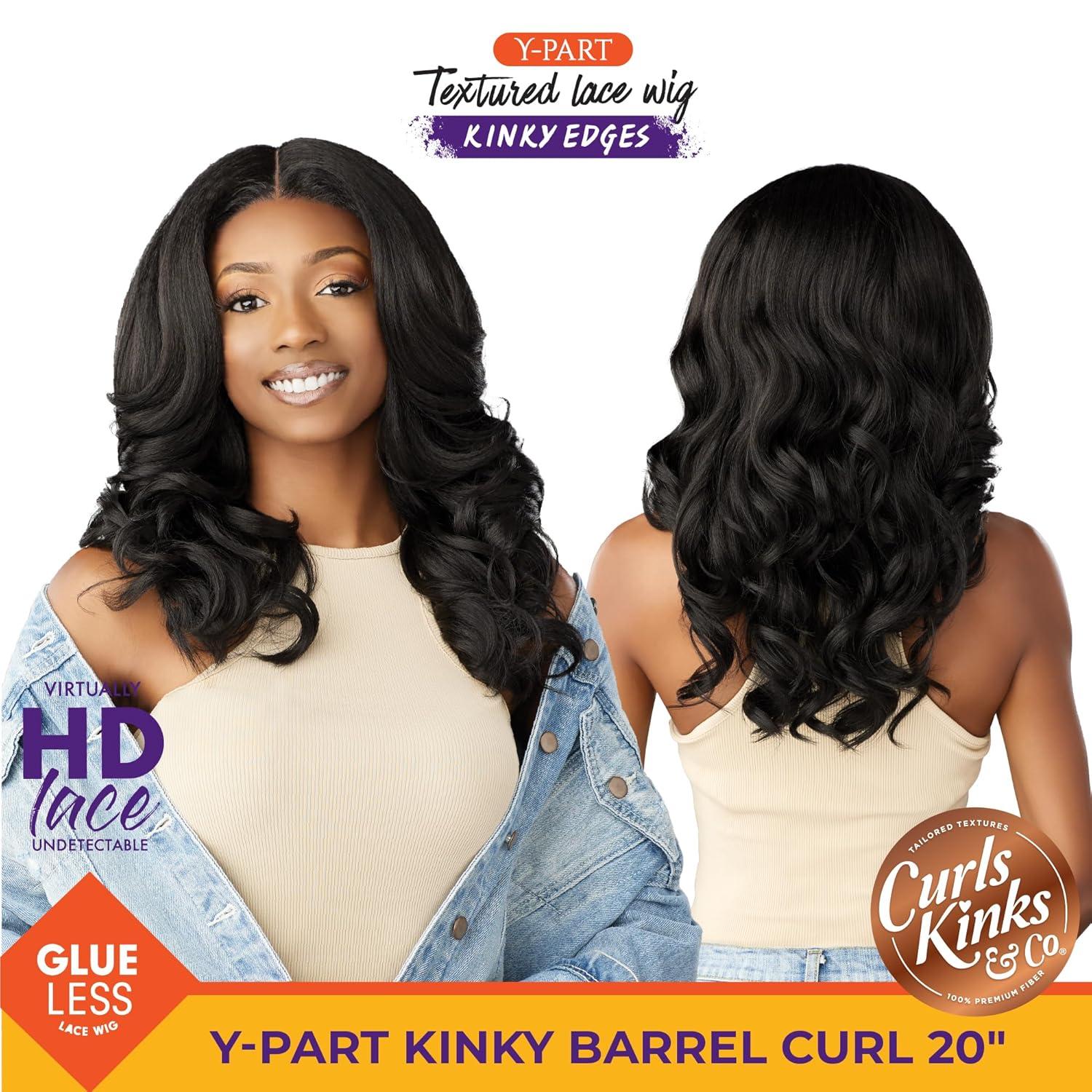 imageSensationnel Curls Kinksandco Kinkyedges Wig Kinky Barrel Curl 20 Inch Y Part Lace Natural Kinkytexture Edged Hairline for Natural 3B to 4C Hair Textures 1 JETBLACK1B OFFBLACK