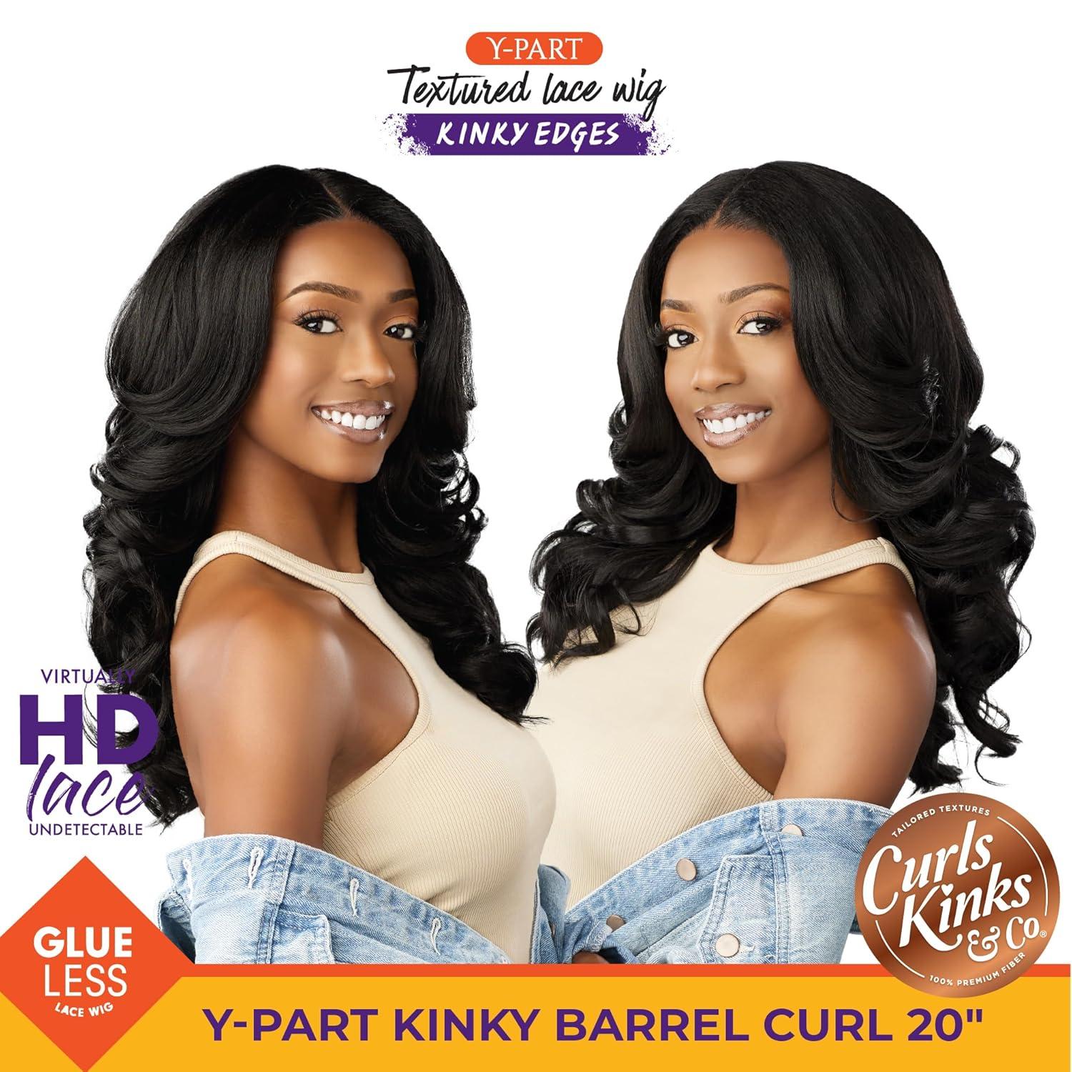 imageSensationnel Curls Kinksandco Kinkyedges Wig Kinky Barrel Curl 20 Inch Y Part Lace Natural Kinkytexture Edged Hairline for Natural 3B to 4C Hair Textures 1 JETBLACKF1B350