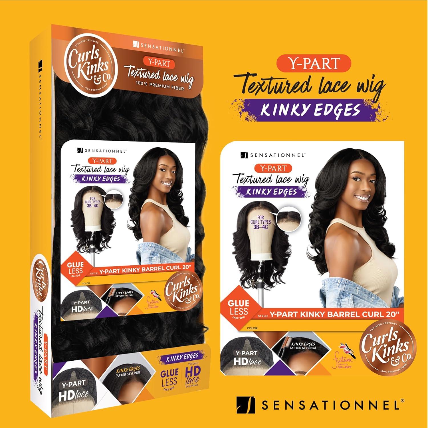 imageSensationnel Curls Kinksandco Kinkyedges Wig Kinky Barrel Curl 20 Inch Y Part Lace Natural Kinkytexture Edged Hairline for Natural 3B to 4C Hair Textures 1 JETBLACK1B OFFBLACK