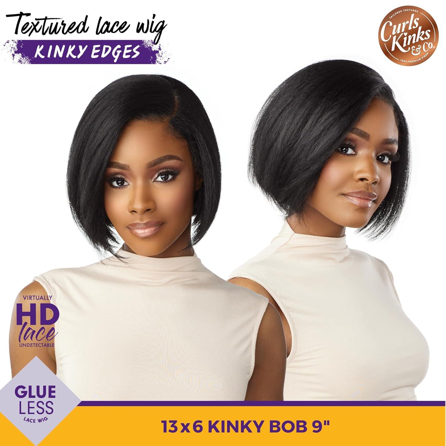 imageSensationnel Curls Kinksandco Kinkyedges Wig Kinky Bob 9 Inch 13X6 Lace Frontal Natural Kinkytexture Edged Hairline for Natural 3C to 4C Hair Textures 1 JETBLACKHL28044