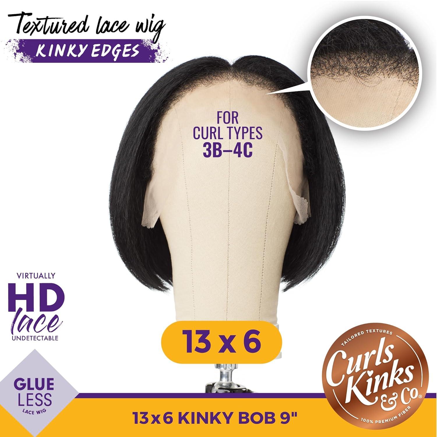 imageSensationnel Curls Kinksandco Kinkyedges Wig Kinky Bob 9 Inch 13X6 Lace Frontal Natural Kinkytexture Edged Hairline for Natural 3C to 4C Hair Textures 1 JETBLACKHL3451