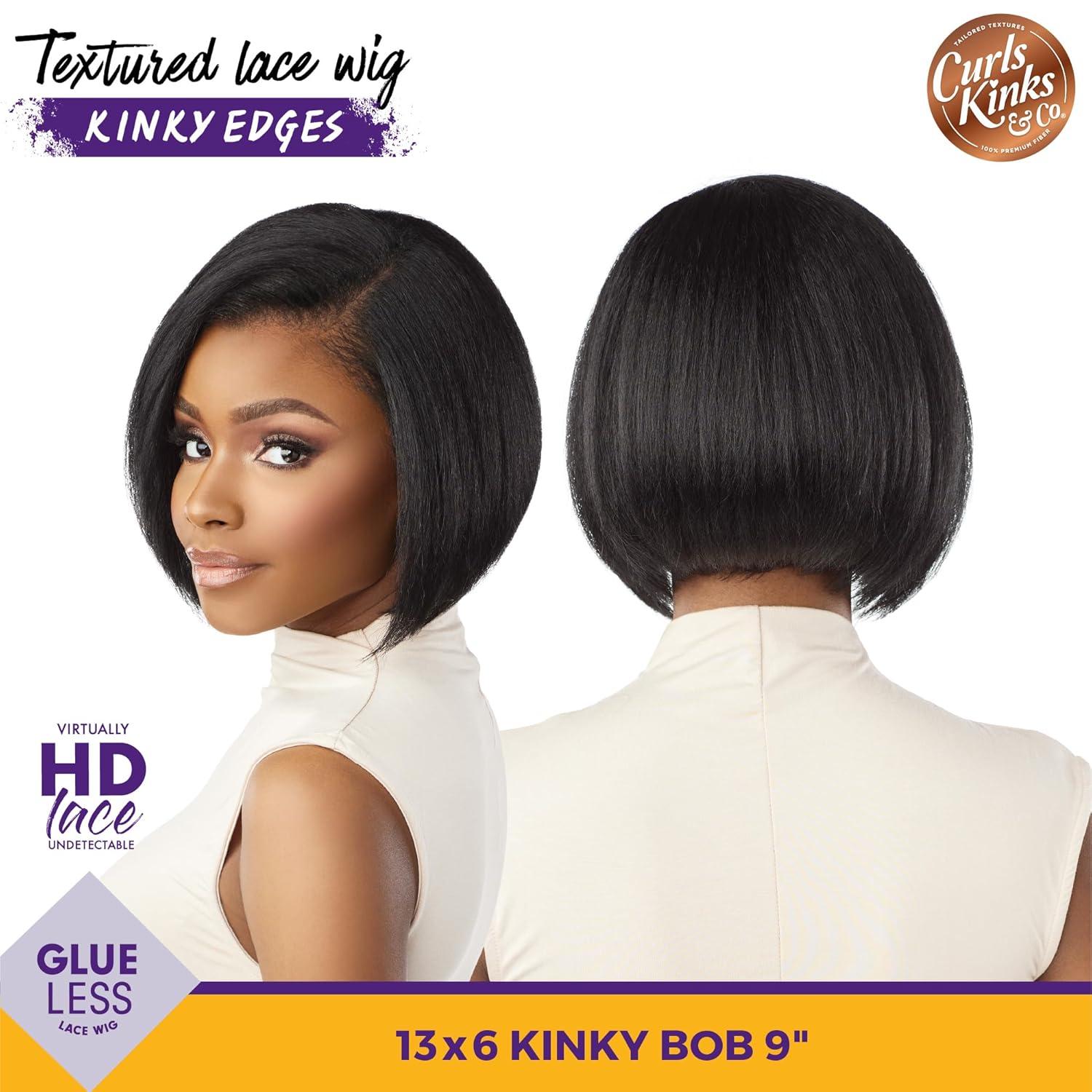 imageSensationnel Curls Kinksandco Kinkyedges Wig Kinky Bob 9 Inch 13X6 Lace Frontal Natural Kinkytexture Edged Hairline for Natural 3C to 4C Hair Textures 1 JETBLACKHL28044