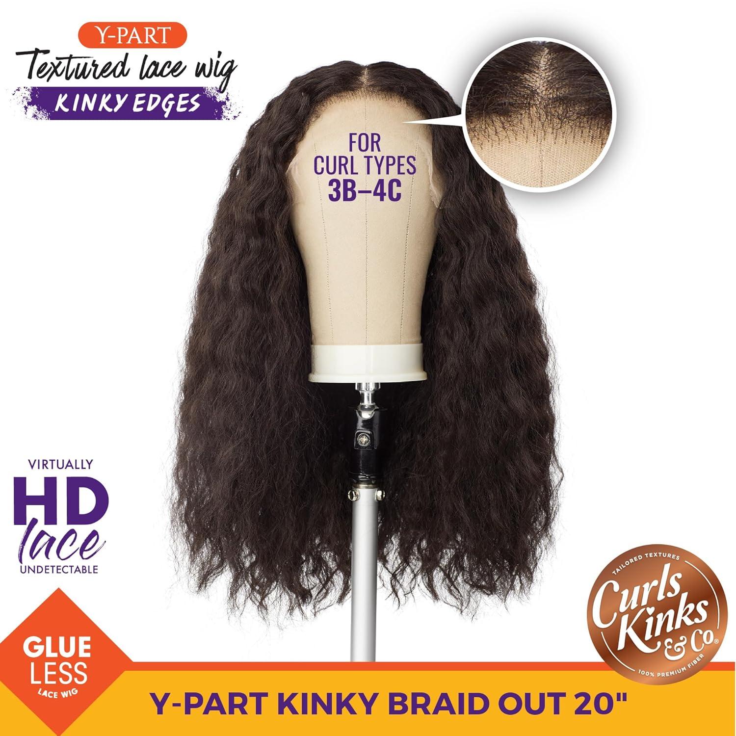 imageSensationnel Curls Kinksandco Kinkyedges Wig Kinky Braid Out 20 Inch Y Part Lace Natural Kinkytexture Edged Hairline for Natural 3C to 4C Hair Textures 1 JETBLACKF1B350