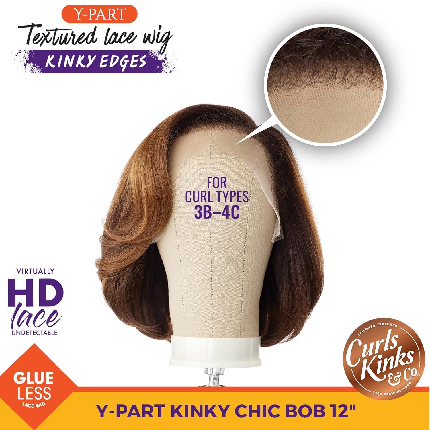 imageSensationnel Curls Kinksandco Kinkyedges Wig Kinky Chic Bob 12 Inch Y Part Lace Natural Kinkytexture Edged Hairline for Natural 3C to 4C Hair Textures 1 JETBLACKHL28044