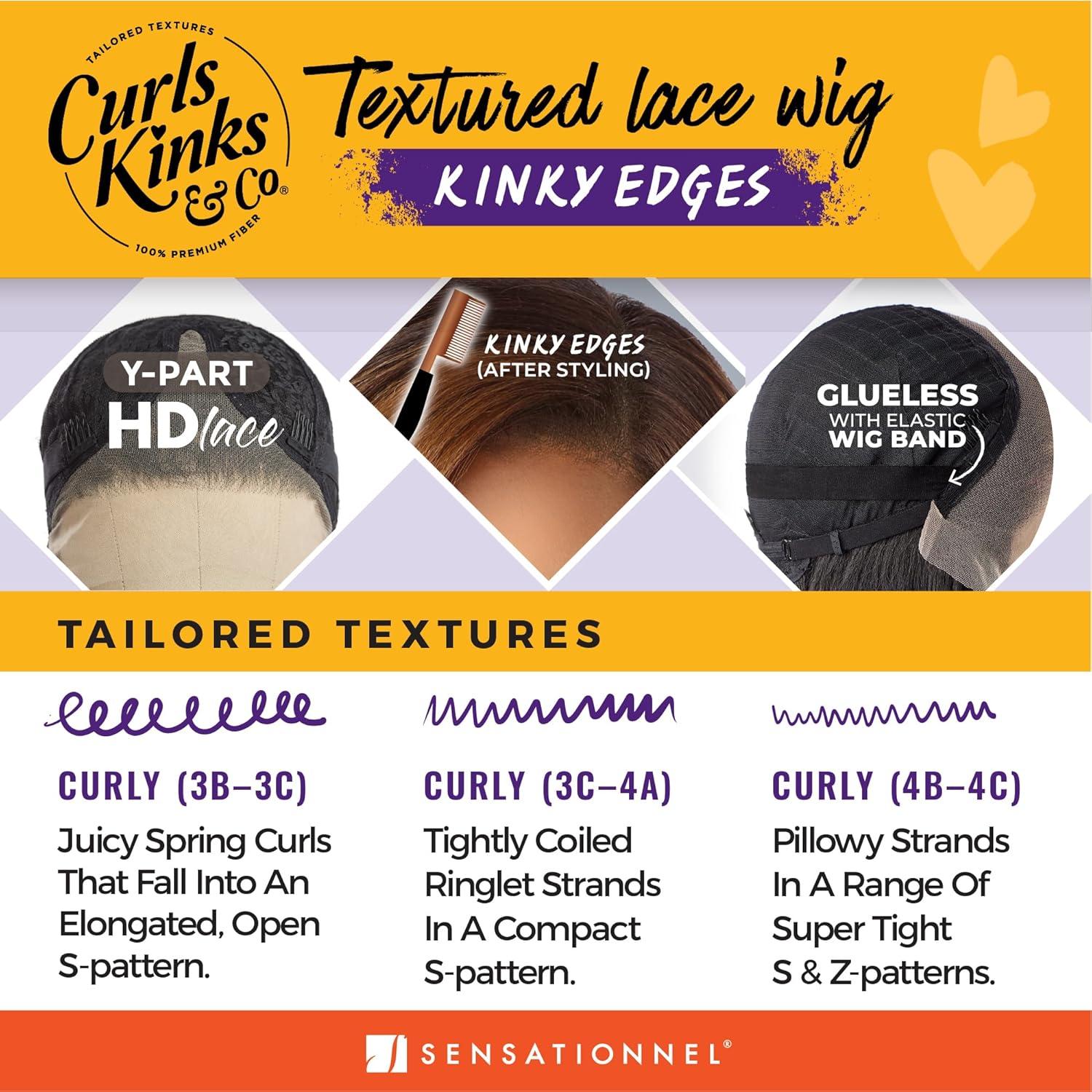 imageSensationnel Curls Kinksandco Kinkyedges Wig Kinky Chic Bob 12 Inch Y Part Lace Natural Kinkytexture Edged Hairline for Natural 3C to 4C Hair Textures 1 JETBLACK1 JETBLACK