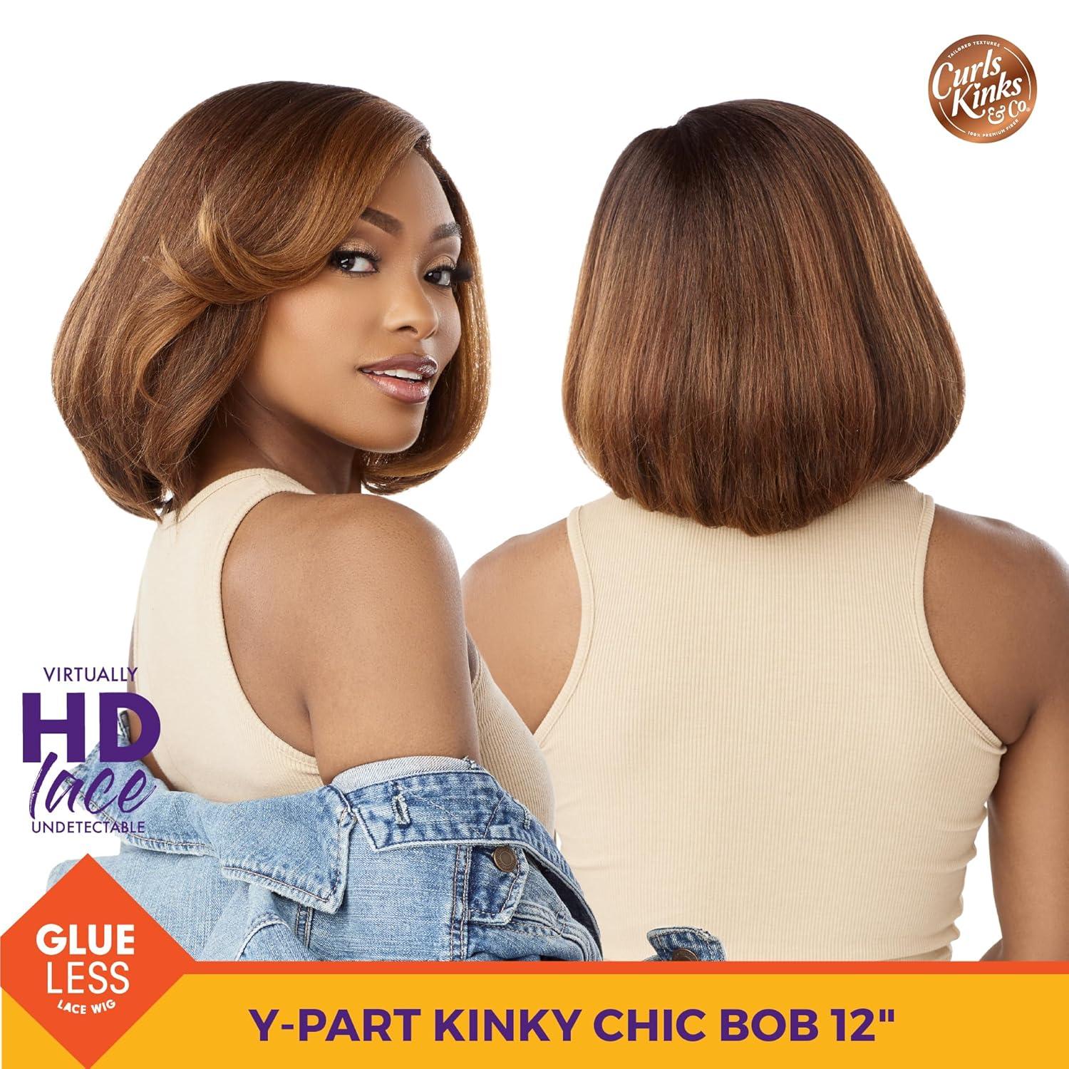 imageSensationnel Curls Kinksandco Kinkyedges Wig Kinky Chic Bob 12 Inch Y Part Lace Natural Kinkytexture Edged Hairline for Natural 3C to 4C Hair Textures 1 JETBLACKBALAYAGEDARKCHERRY