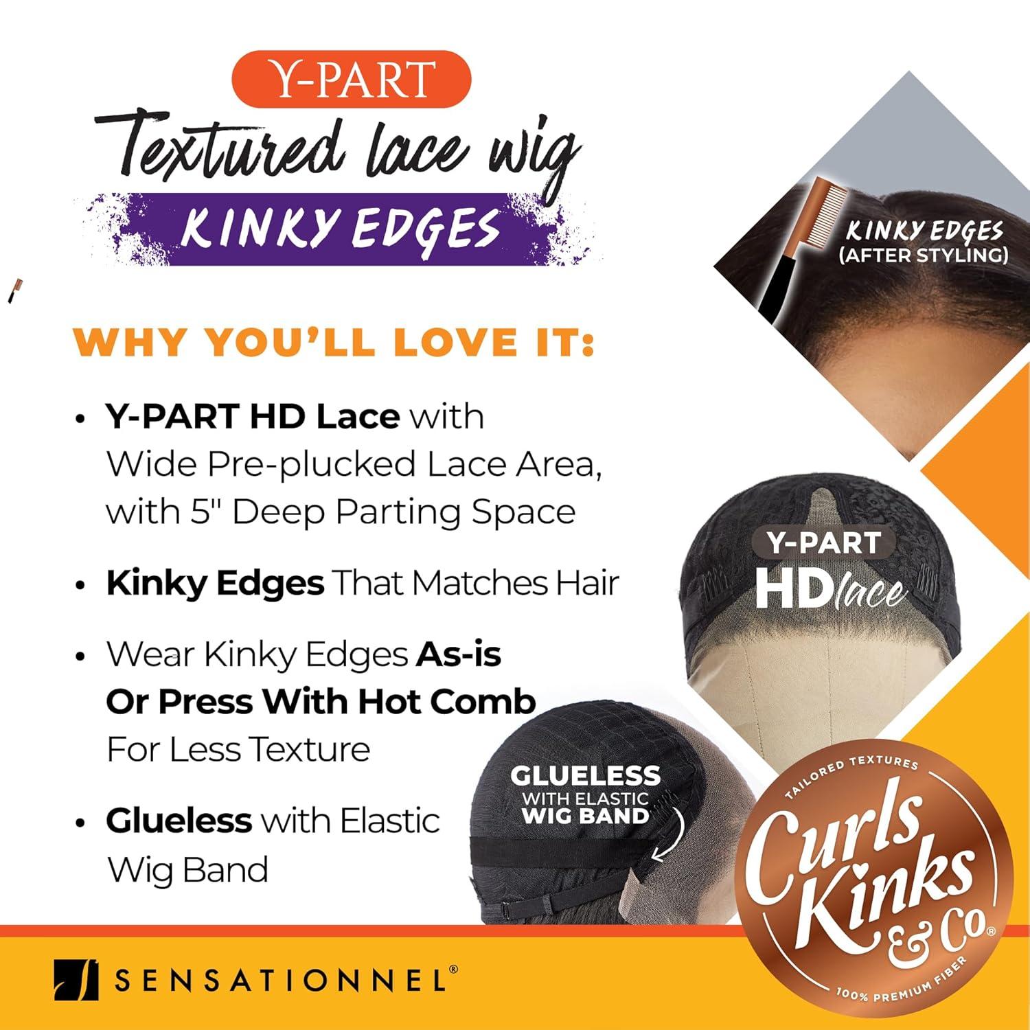 imageSensationnel Curls Kinksandco Kinkyedges Wig Kinky Loose Spiral 24 Inch Y Part Lace Natural Kinkytexture Edged Hairline for Natural 3C to 4C Hair Textures 1 JETBLACK1B OFFBLACK