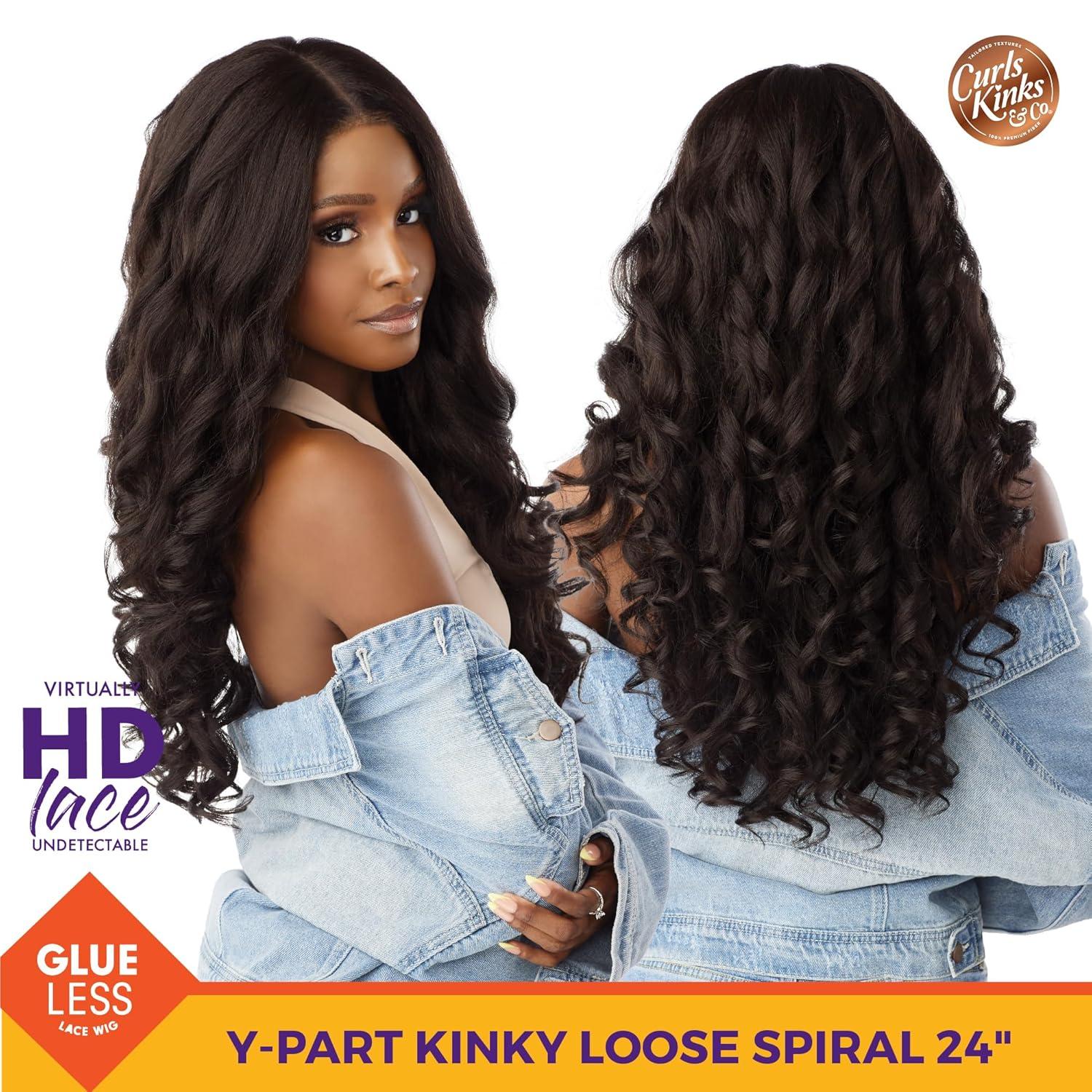 imageSensationnel Curls Kinksandco Kinkyedges Wig Kinky Loose Spiral 24 Inch Y Part Lace Natural Kinkytexture Edged Hairline for Natural 3C to 4C Hair Textures 1 JETBLACK1B OFFBLACK