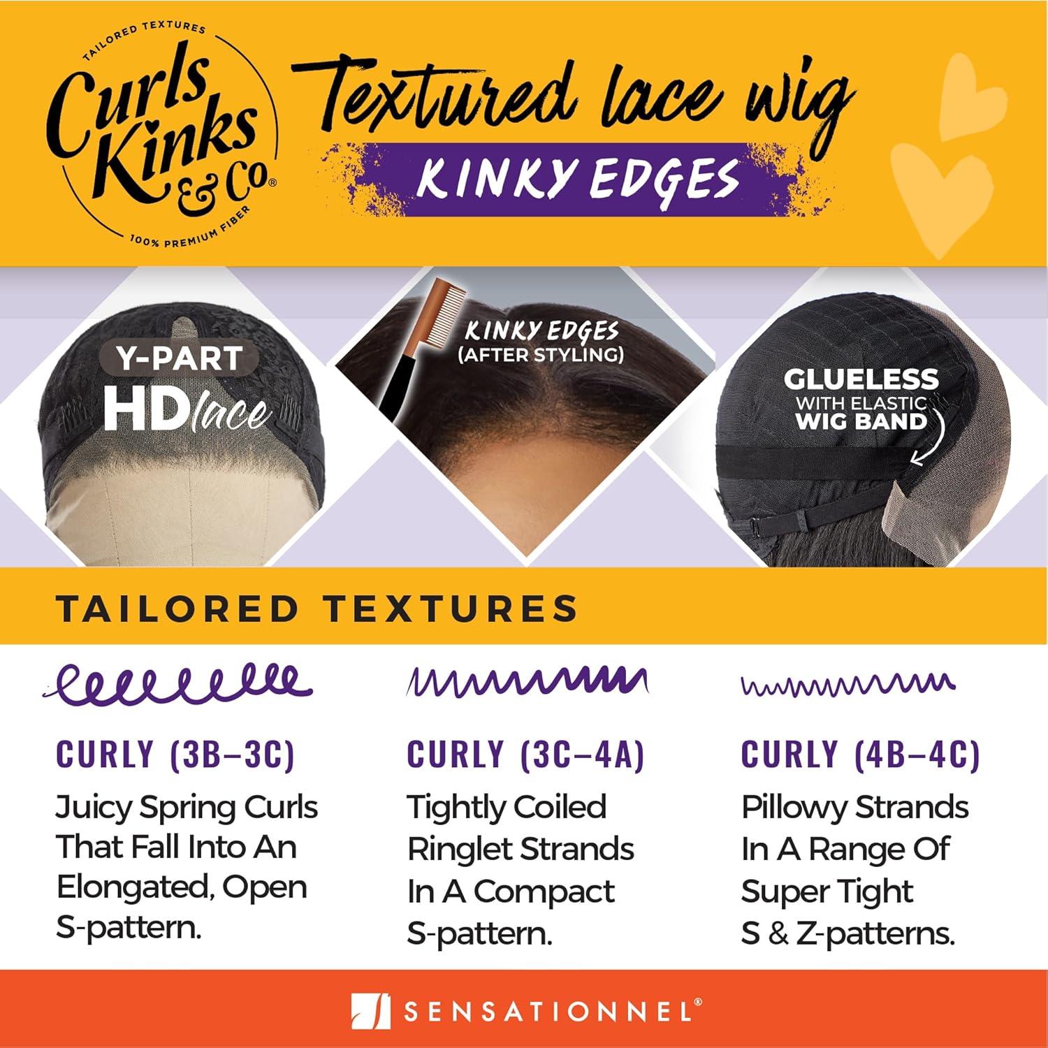 imageSensationnel Curls Kinksandco Kinkyedges Wig Kinky Loose Spiral 24 Inch Y Part Lace Natural Kinkytexture Edged Hairline for Natural 3C to 4C Hair Textures 1 JETBLACK1B OFFBLACK