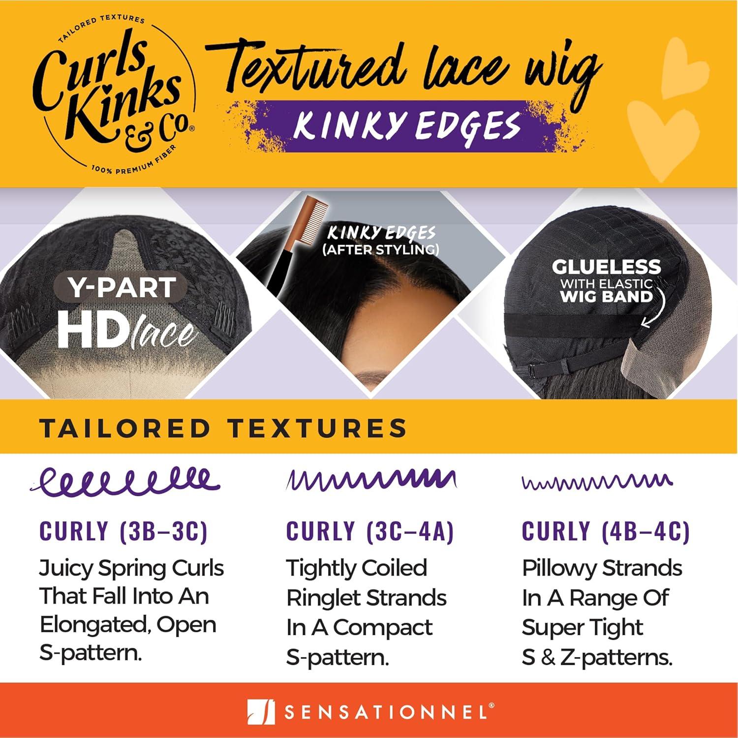 imageSensationnel Curls Kinksandco Kinkyedges Wig Kinky Loose Wand Curl 24 Inch Y Part Lace Natural Kinkytexture Edged Hairline for Natural 3C to 4C Hair Textures 1 JETBLACK2 DARKBROWN