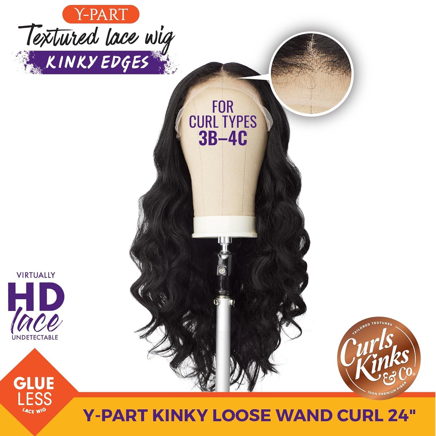 imageSensationnel Curls Kinksandco Kinkyedges Wig Kinky Loose Wand Curl 24 Inch Y Part Lace Natural Kinkytexture Edged Hairline for Natural 3C to 4C Hair Textures 1 JETBLACK2 DARKBROWN