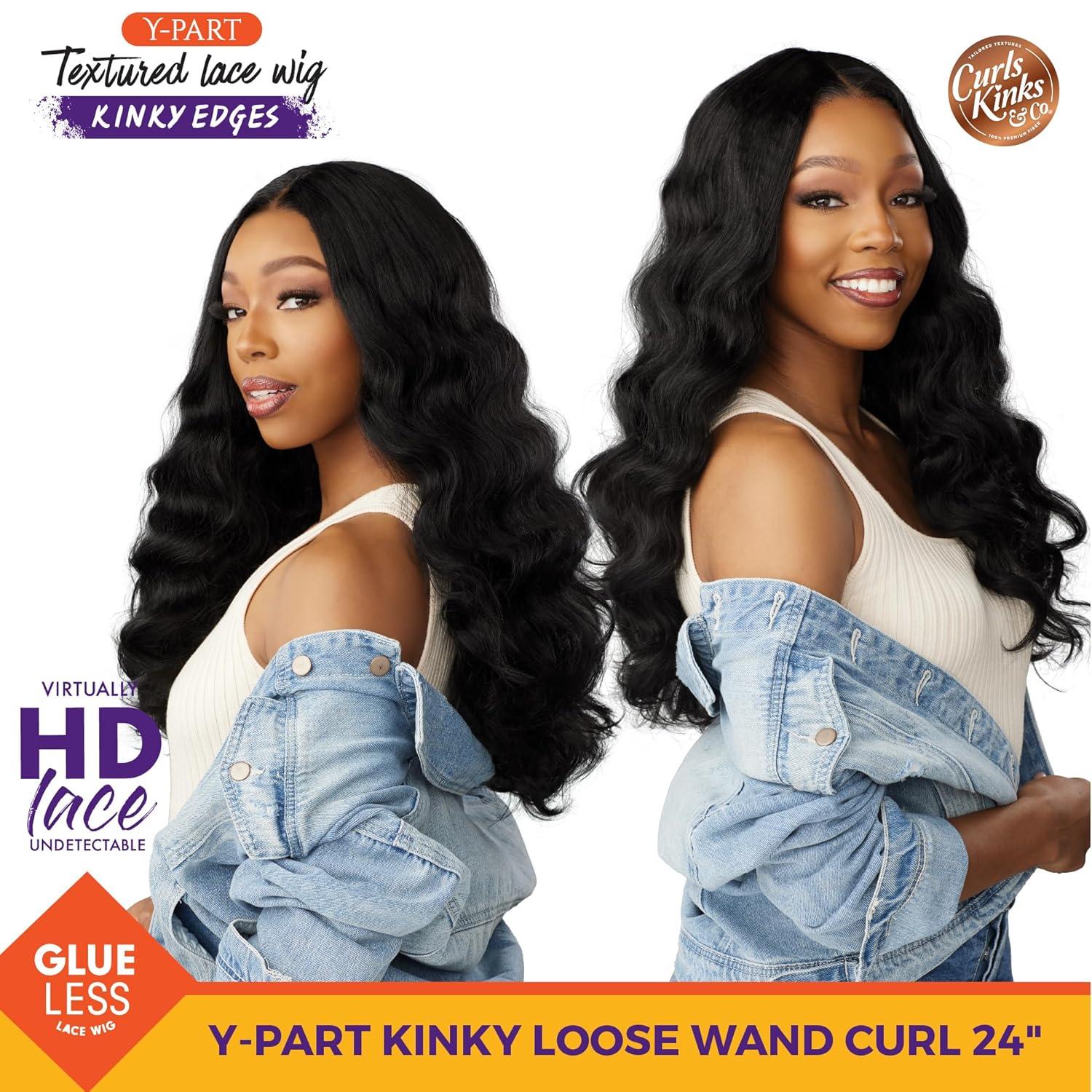 imageSensationnel Curls Kinksandco Kinkyedges Wig Kinky Loose Wand Curl 24 Inch Y Part Lace Natural Kinkytexture Edged Hairline for Natural 3C to 4C Hair Textures 1 JETBLACK1 JETBLACK