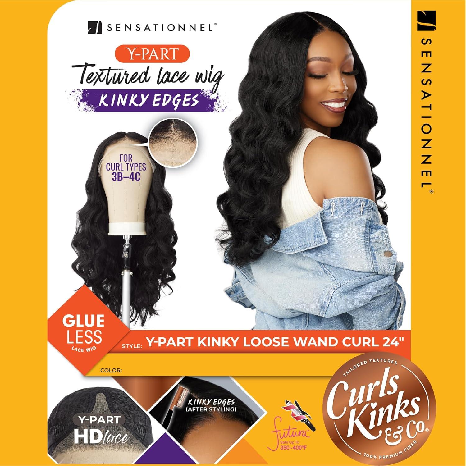 imageSensationnel Curls Kinksandco Kinkyedges Wig Kinky Loose Wand Curl 24 Inch Y Part Lace Natural Kinkytexture Edged Hairline for Natural 3C to 4C Hair Textures 1 JETBLACK1 JETBLACK