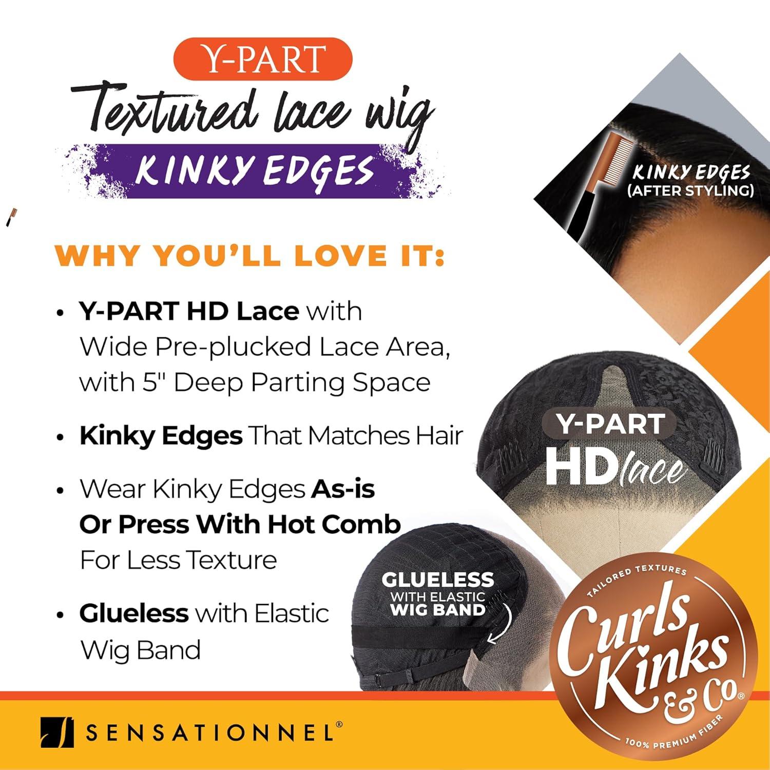 imageSensationnel Curls Kinksandco Kinkyedges Wig Kinky Loose Wand Curl 24 Inch Y Part Lace Natural Kinkytexture Edged Hairline for Natural 3C to 4C Hair Textures 1 JETBLACKF1B350