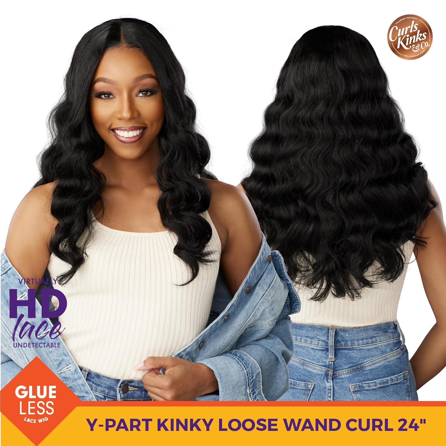 imageSensationnel Curls Kinksandco Kinkyedges Wig Kinky Loose Wand Curl 24 Inch Y Part Lace Natural Kinkytexture Edged Hairline for Natural 3C to 4C Hair Textures 1 JETBLACK1 JETBLACK