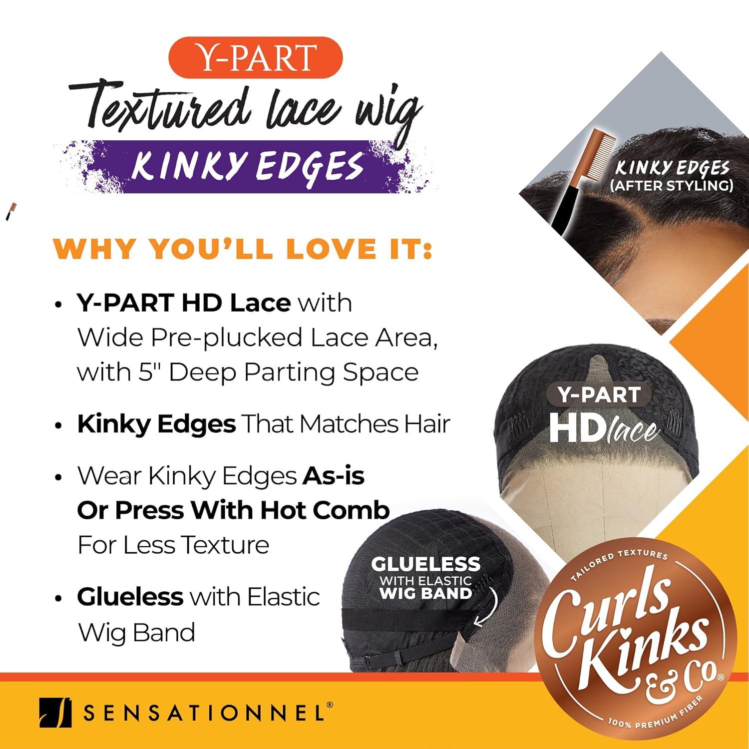 imageSensationnel Curls Kinksandco Kinkyedges Wig Kinky Ringlet Curl 14 inch Y Part Lace Natural Kinkytexture Edged Hairline for Natural 3C to 4C Hair Textures 1 JETBLACK1 JETBLACK