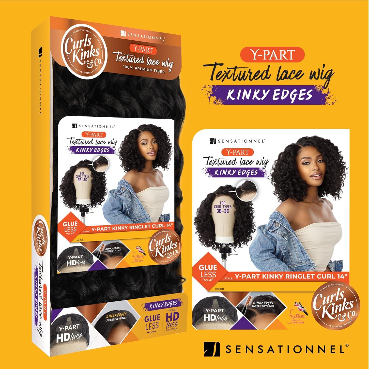 imageSensationnel Curls Kinksandco Kinkyedges Wig Kinky Ringlet Curl 14 inch Y Part Lace Natural Kinkytexture Edged Hairline for Natural 3C to 4C Hair Textures 1 JETBLACK1 JETBLACK
