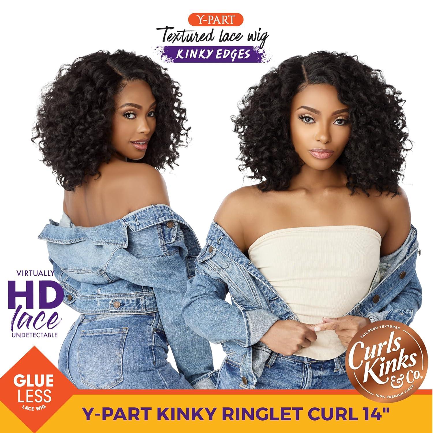 imageSensationnel Curls Kinksandco Kinkyedges Wig Kinky Ringlet Curl 14 inch Y Part Lace Natural Kinkytexture Edged Hairline for Natural 3C to 4C Hair Textures 1 JETBLACK1 JETBLACK