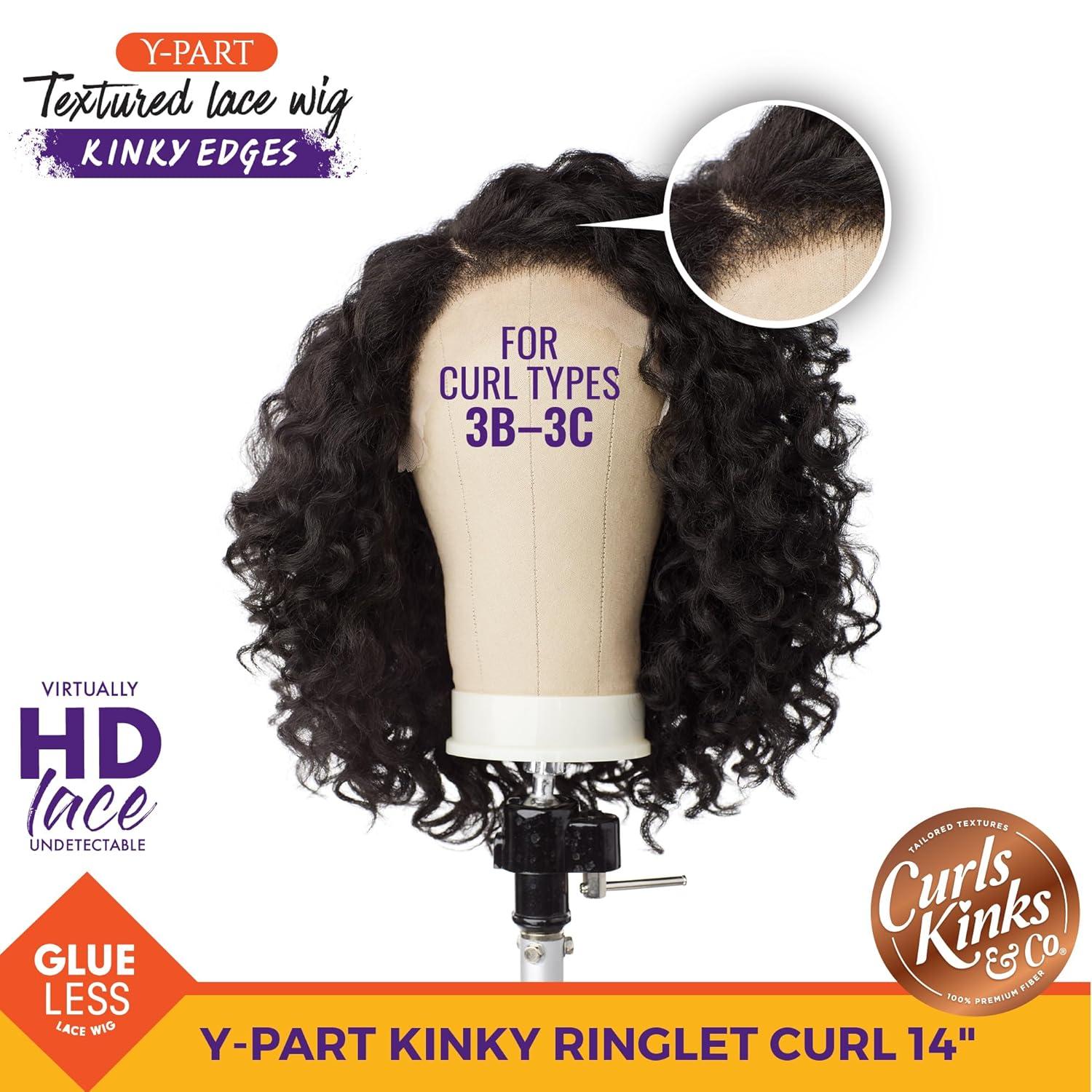 imageSensationnel Curls Kinksandco Kinkyedges Wig Kinky Ringlet Curl 14 inch Y Part Lace Natural Kinkytexture Edged Hairline for Natural 3C to 4C Hair Textures 1 JETBLACK1 JETBLACK
