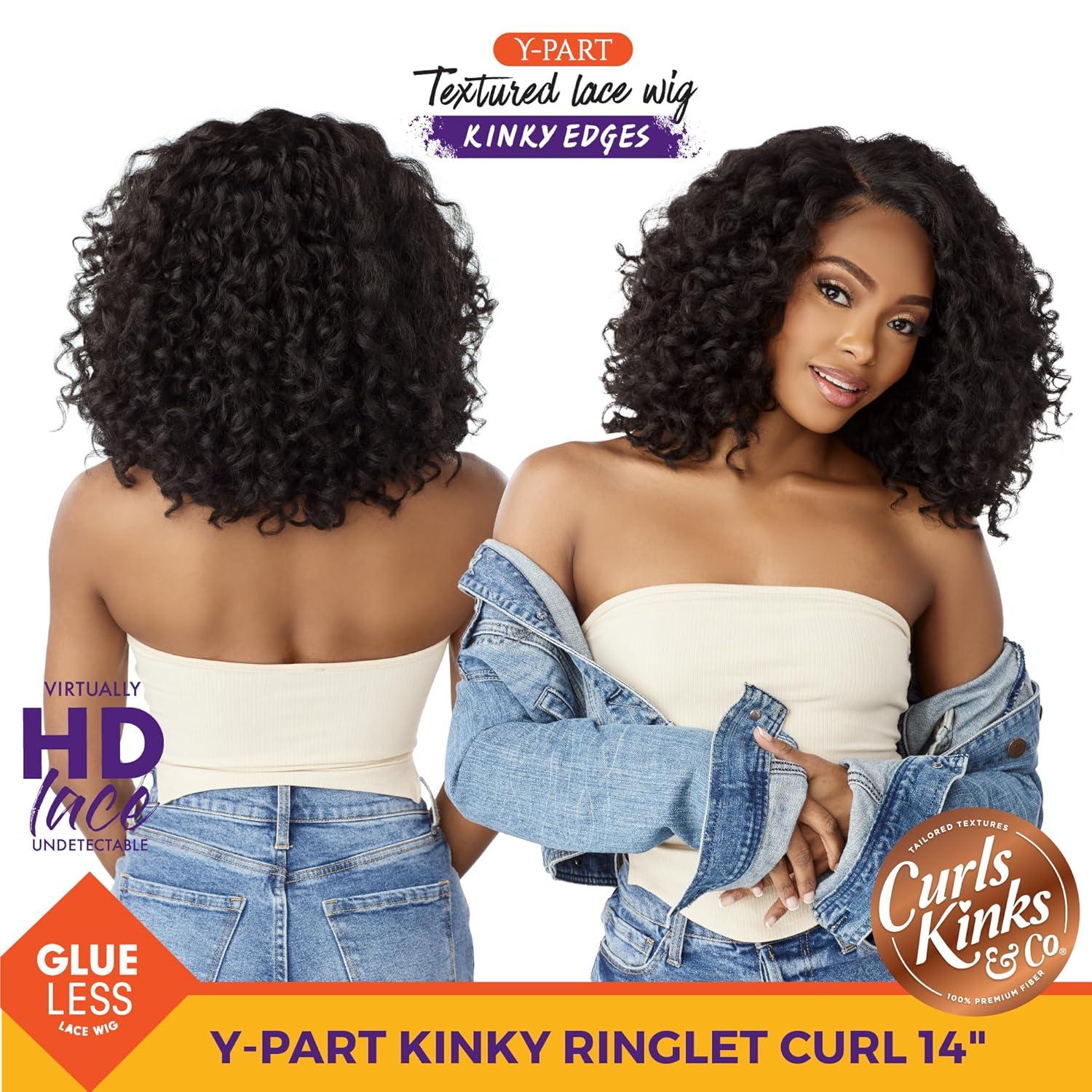 imageSensationnel Curls Kinksandco Kinkyedges Wig Kinky Ringlet Curl 14 inch Y Part Lace Natural Kinkytexture Edged Hairline for Natural 3C to 4C Hair Textures 1 JETBLACK1 JETBLACK