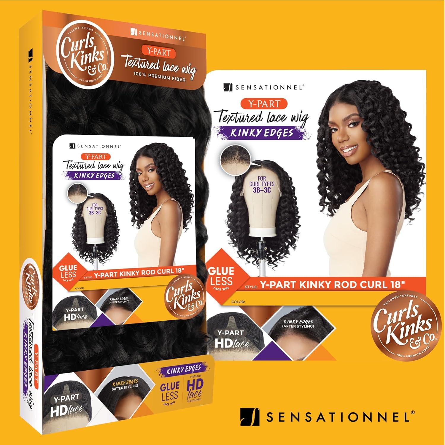 imageSensationnel Curls Kinksandco Kinkyedges Wig Kinky Rod Curl 18 Inch Y Part Lace Natural Kinkytexture Edged Hairline for Natural 3C to 4C Hair Textures 1 JETBLACKF1B33