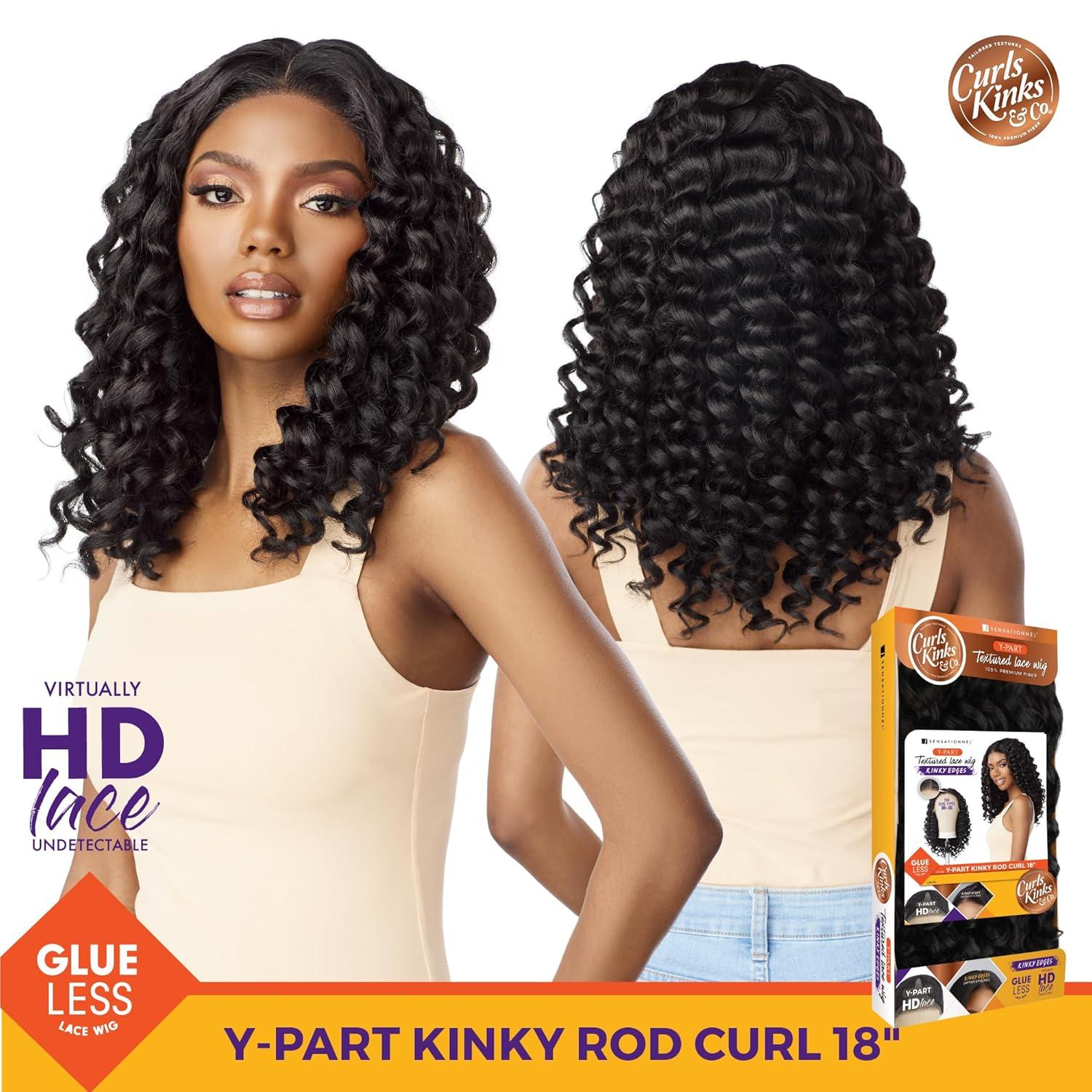 imageSensationnel Curls Kinksandco Kinkyedges Wig Kinky Rod Curl 18 Inch Y Part Lace Natural Kinkytexture Edged Hairline for Natural 3C to 4C Hair Textures 1 JETBLACKF1B33